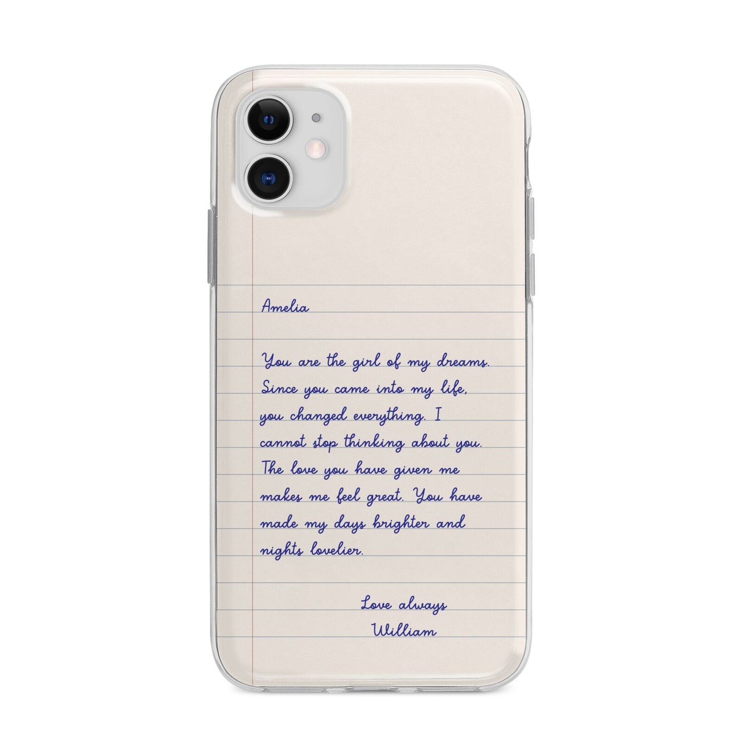 Personalised Love Letter Apple iPhone 11 in White with Bumper Case