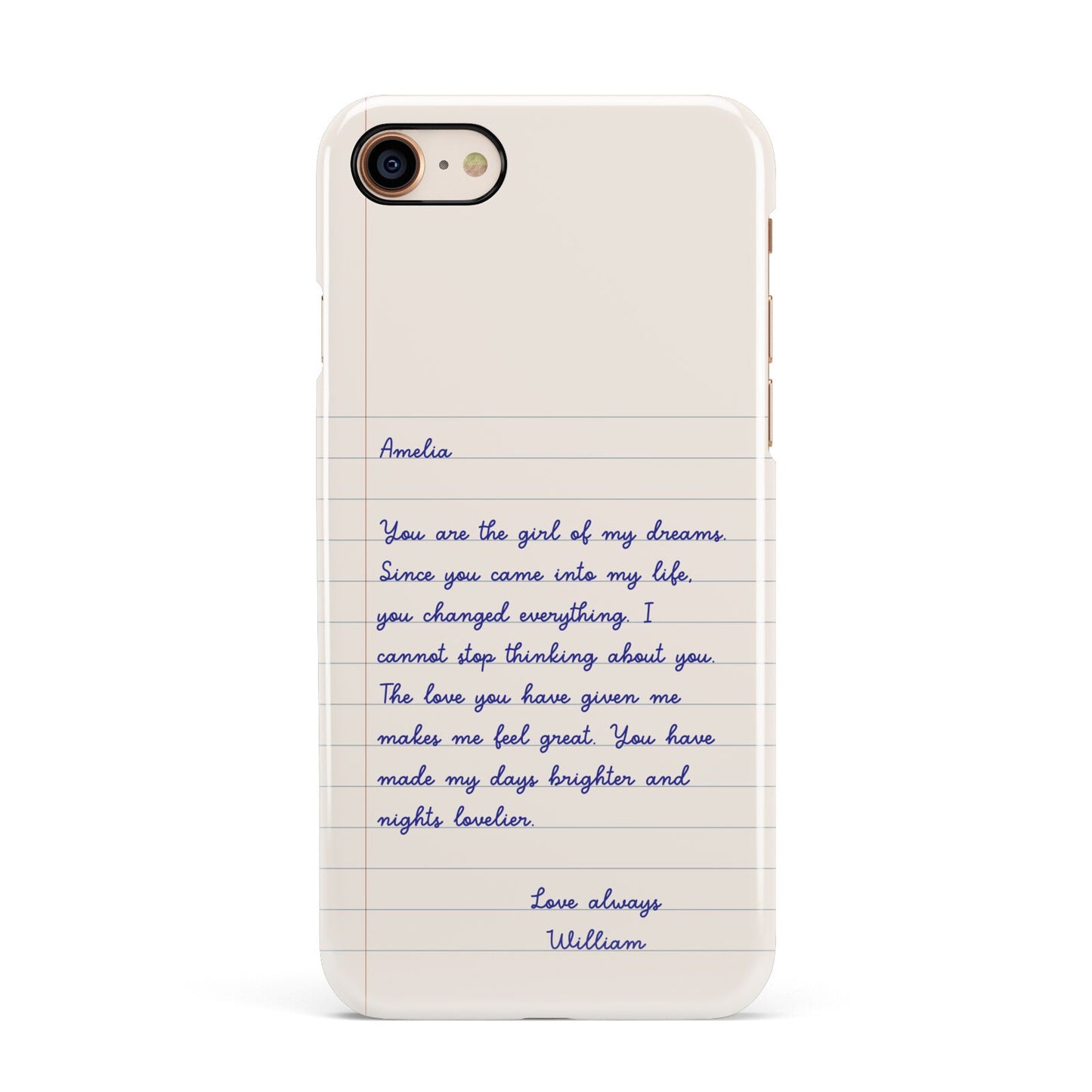 Personalised Love Letter Apple iPhone 7 8 3D Snap Case