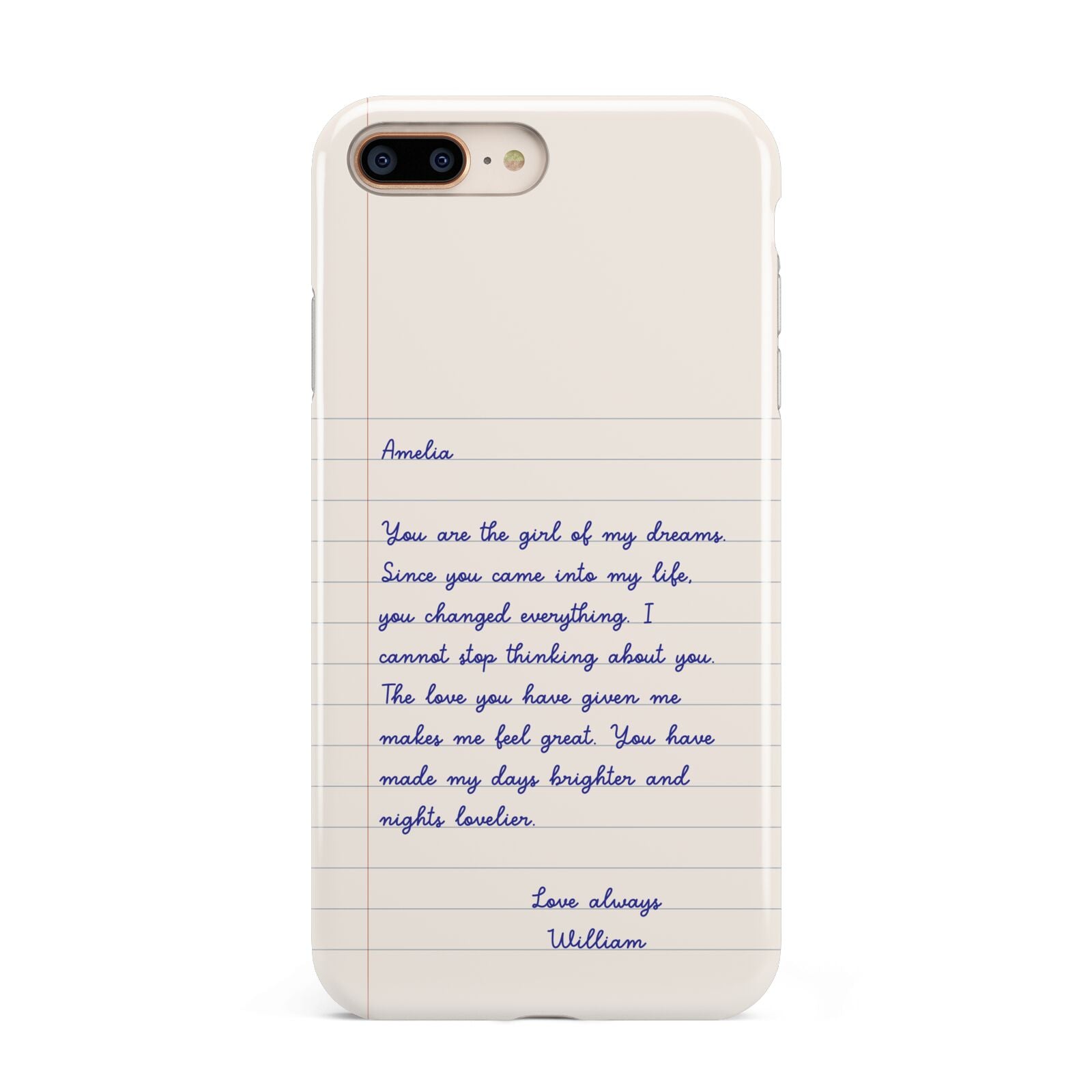 Personalised Love Letter Apple iPhone 7 8 Plus 3D Tough Case