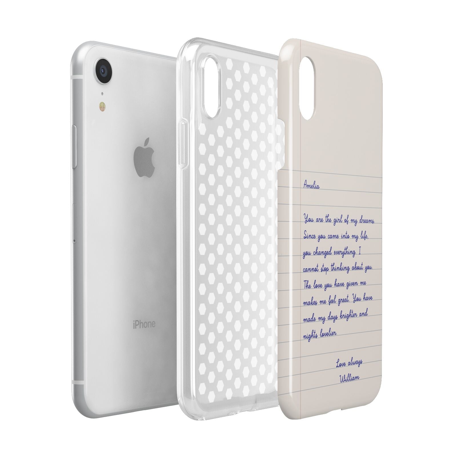 Personalised Love Letter Apple iPhone XR White 3D Tough Case Expanded view