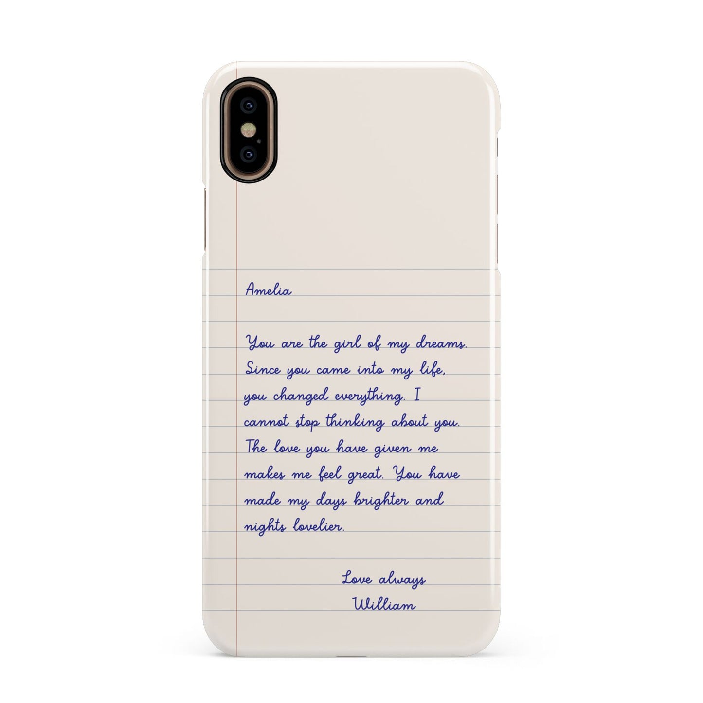 Personalised Love Letter Apple iPhone Xs Max 3D Snap Case