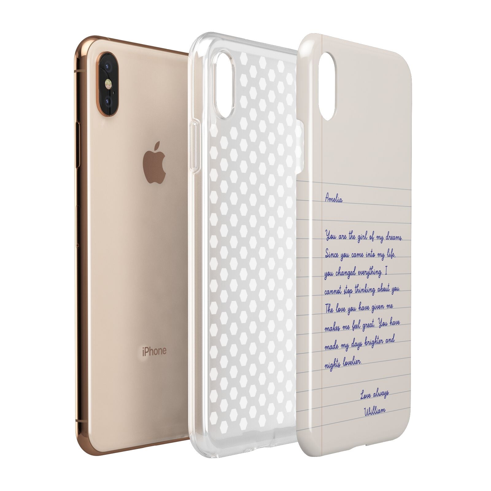 Personalised Love Letter Apple iPhone Xs Max 3D Tough Case Expanded View