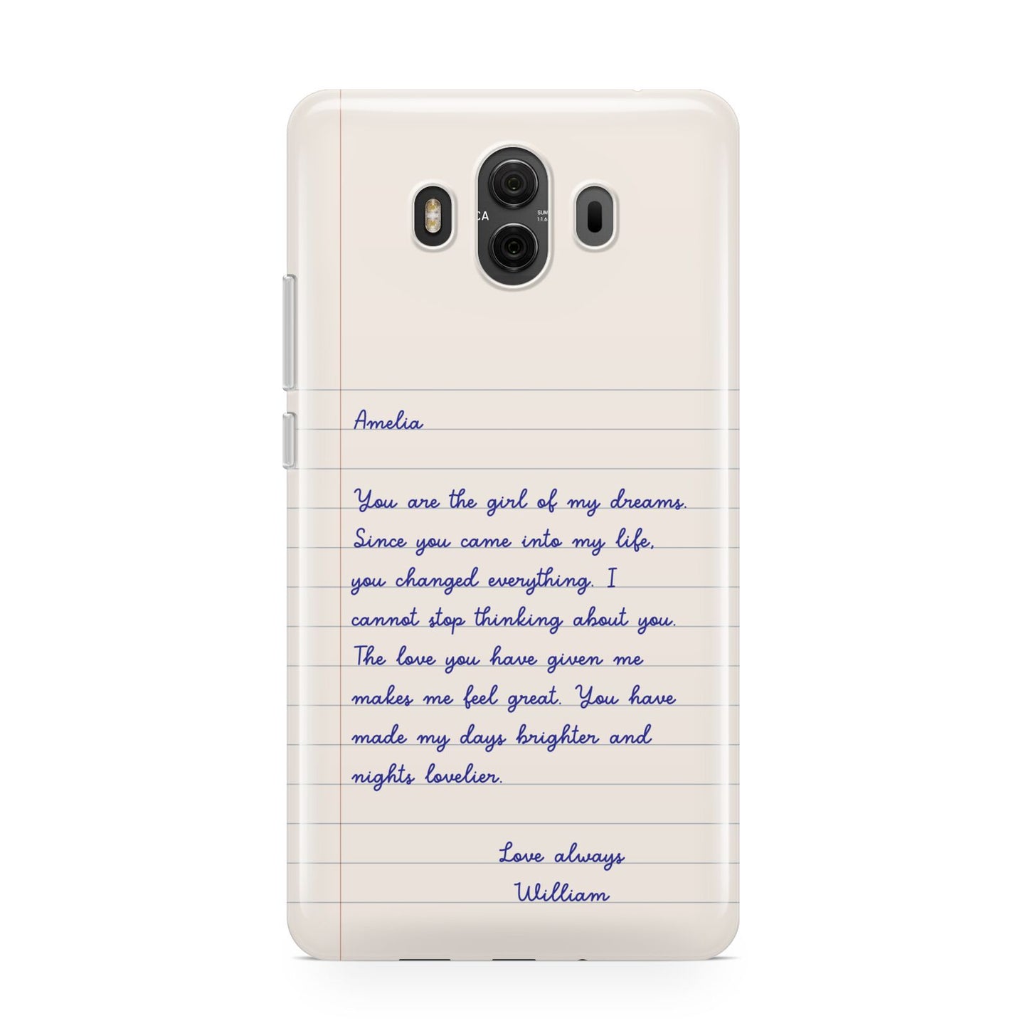 Personalised Love Letter Huawei Mate 10 Protective Phone Case