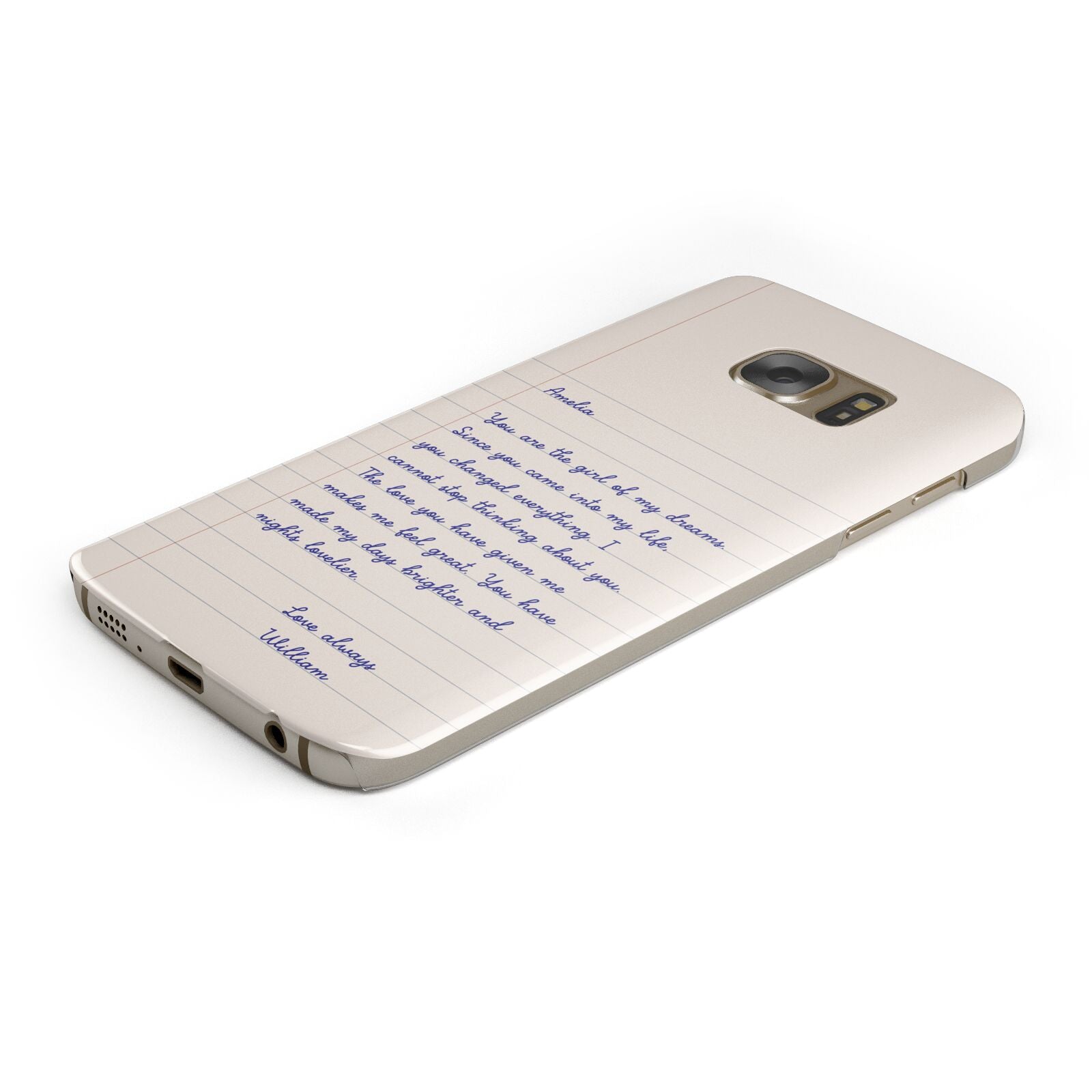 Personalised Love Letter Protective Samsung Galaxy Case Angled Image