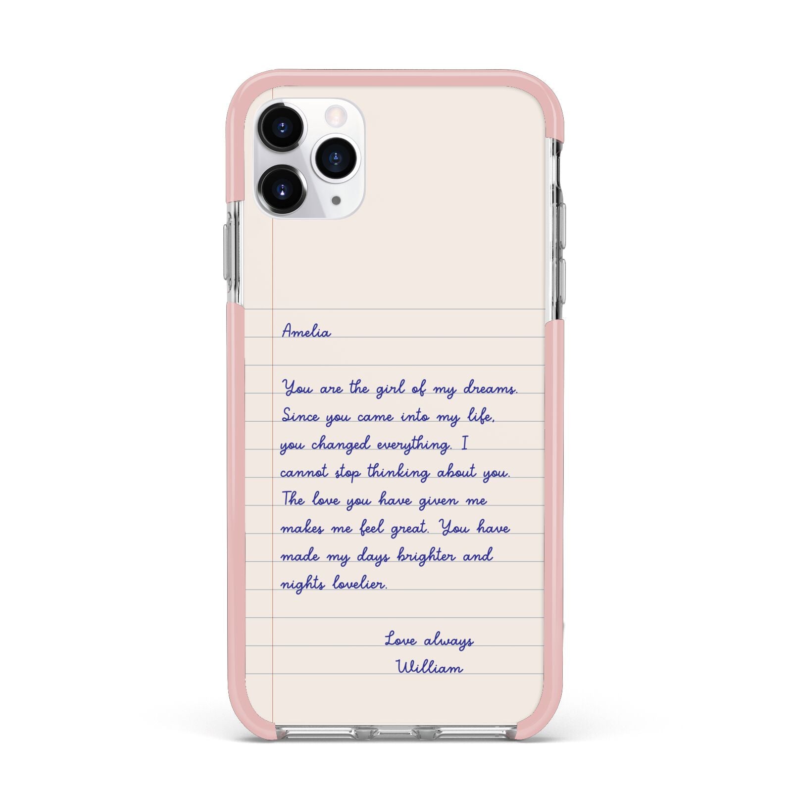 Personalised Love Letter iPhone 11 Pro Max Impact Pink Edge Case