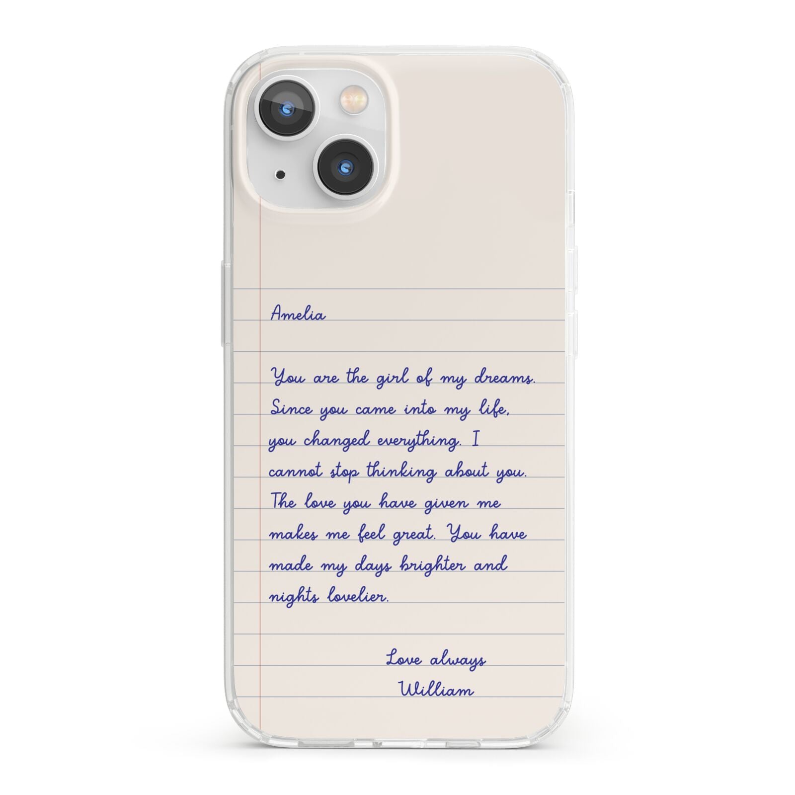 Personalised Love Letter iPhone 13 Clear Bumper Case