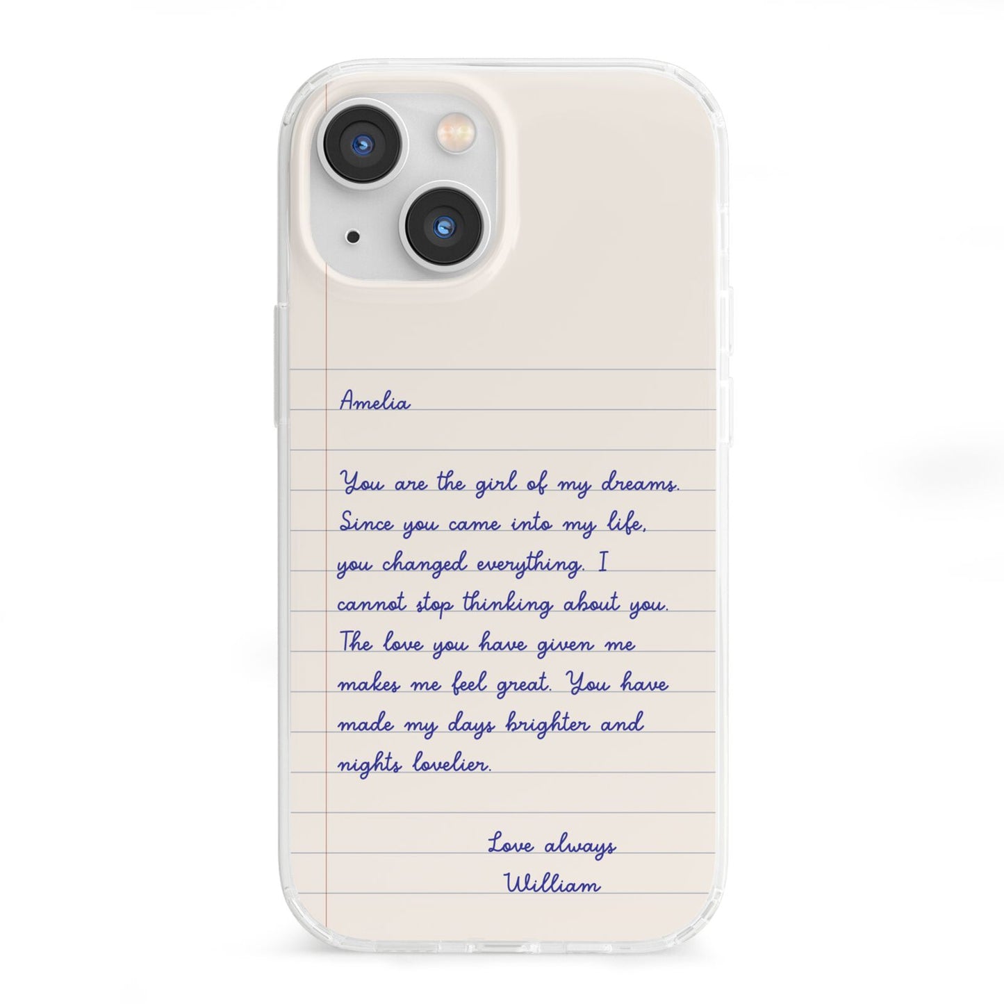 Personalised Love Letter iPhone 13 Mini Clear Bumper Case