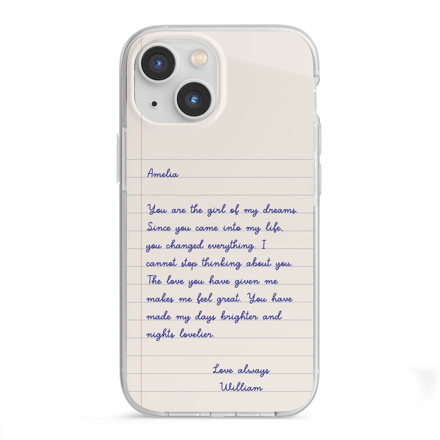 Personalised Love Letter iPhone 13 Mini TPU Impact Case with White Edges