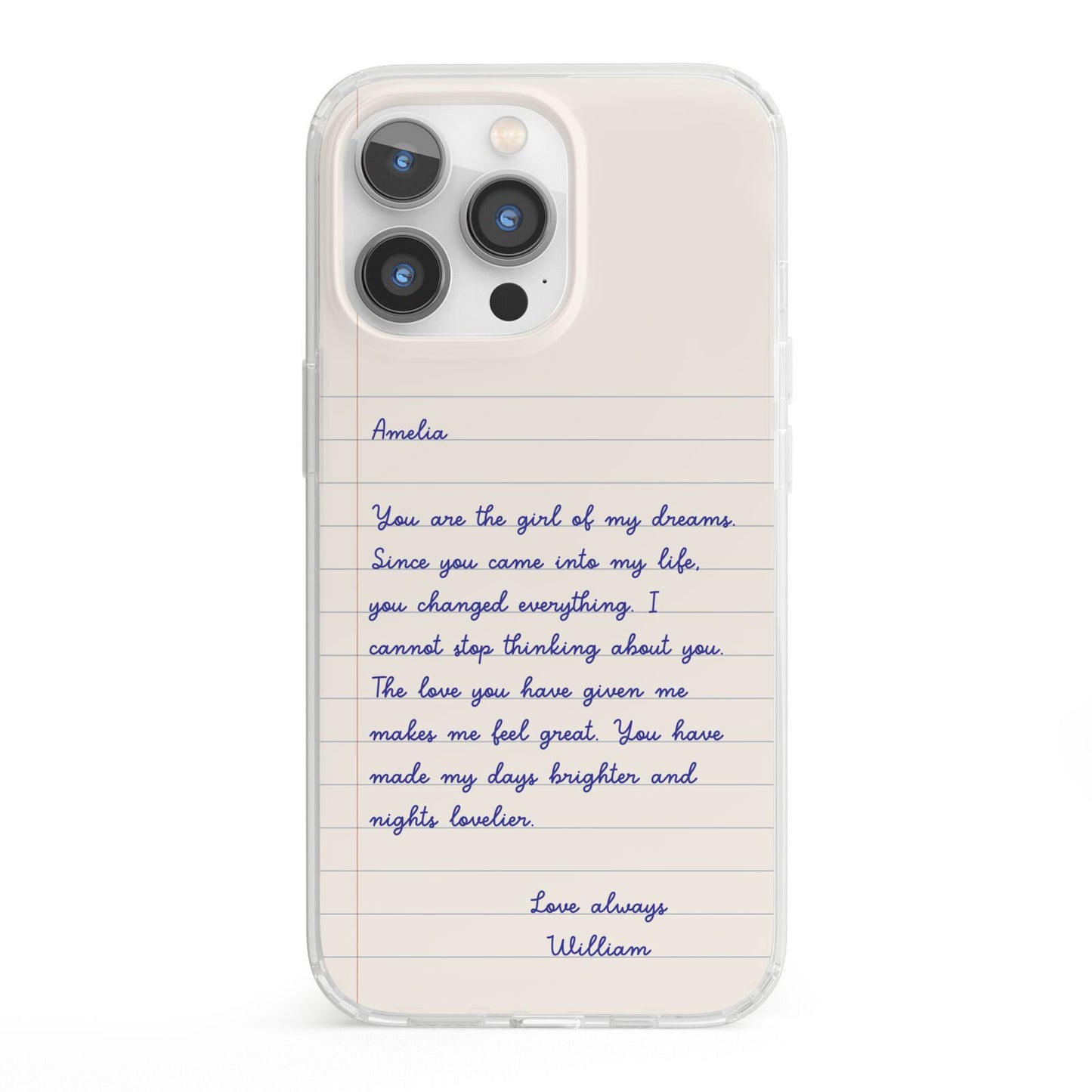 Personalised Love Letter iPhone 13 Pro Clear Bumper Case