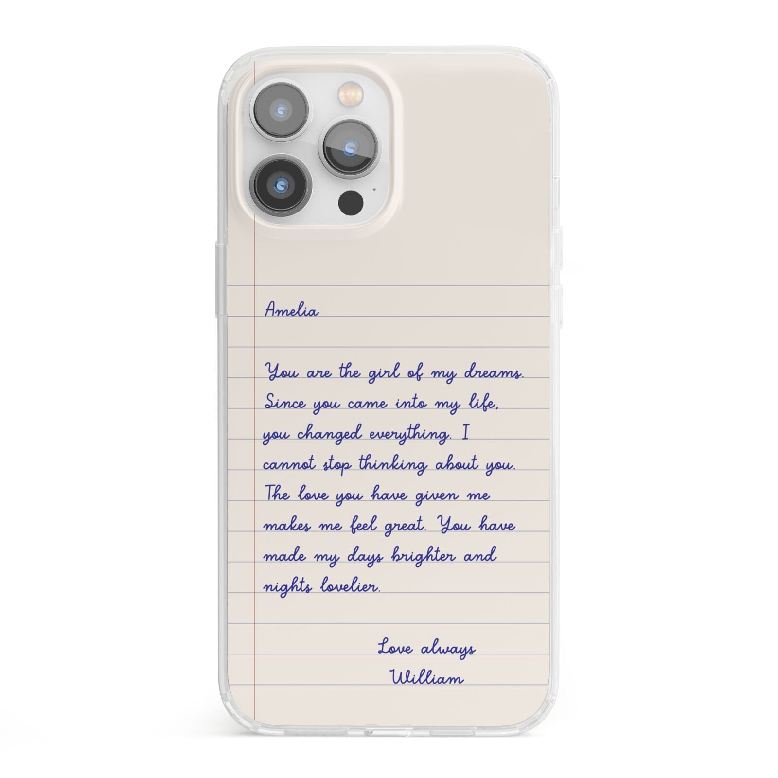 Personalised Love Letter iPhone 13 Pro Max Clear Bumper Case