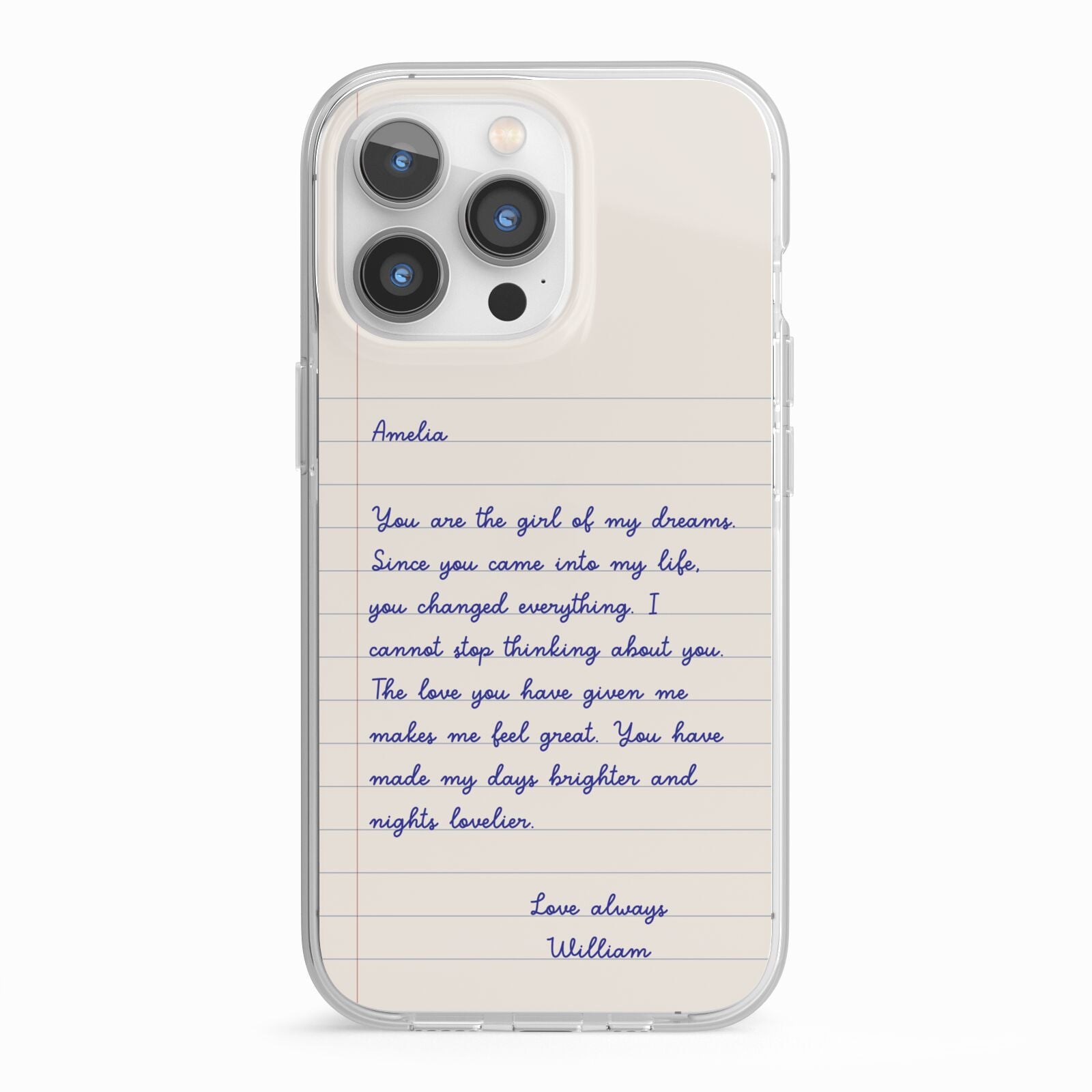 Personalised Love Letter iPhone 13 Pro TPU Impact Case with White Edges