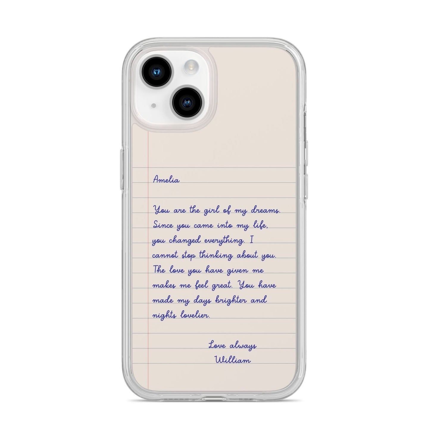 Personalised Love Letter iPhone 14 Clear Tough Case Starlight