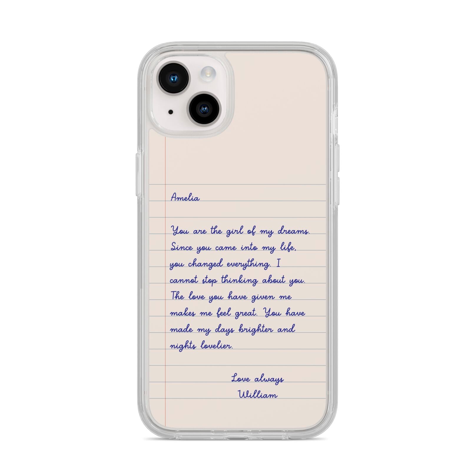 Personalised Love Letter iPhone 14 Plus Clear Tough Case Starlight