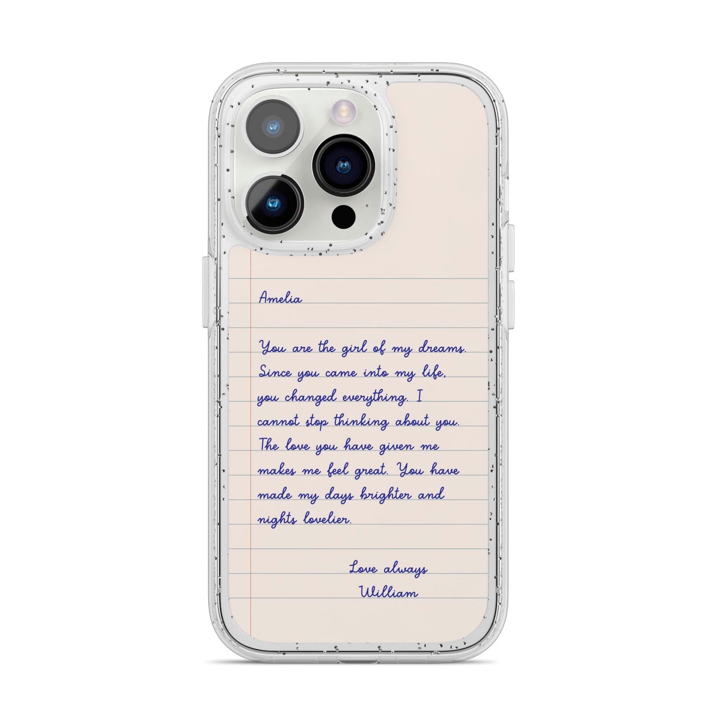 Personalised Love Letter iPhone 14 Pro Glitter Tough Case Silver