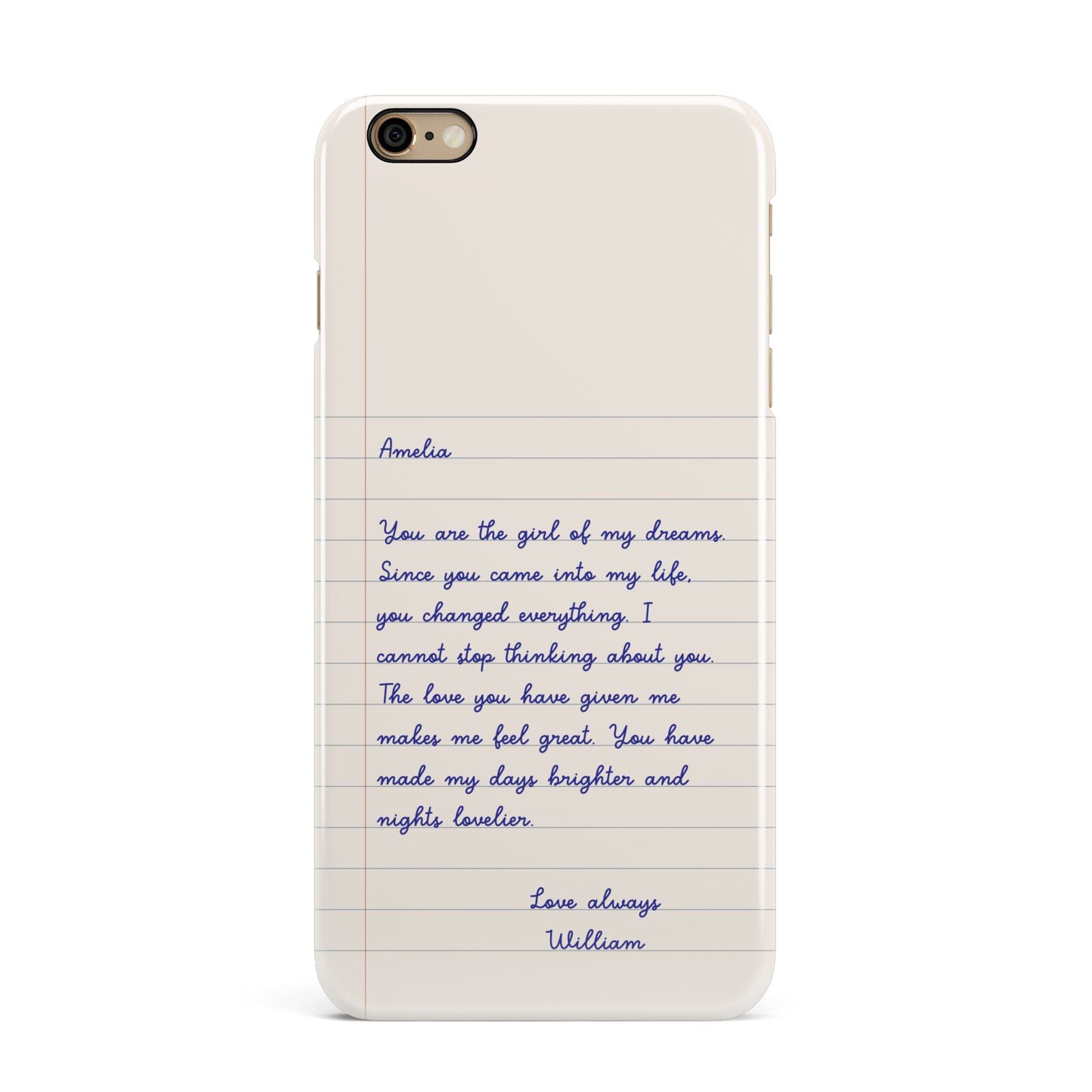 Personalised Love Letter iPhone 6 Plus 3D Snap Case on Gold Phone