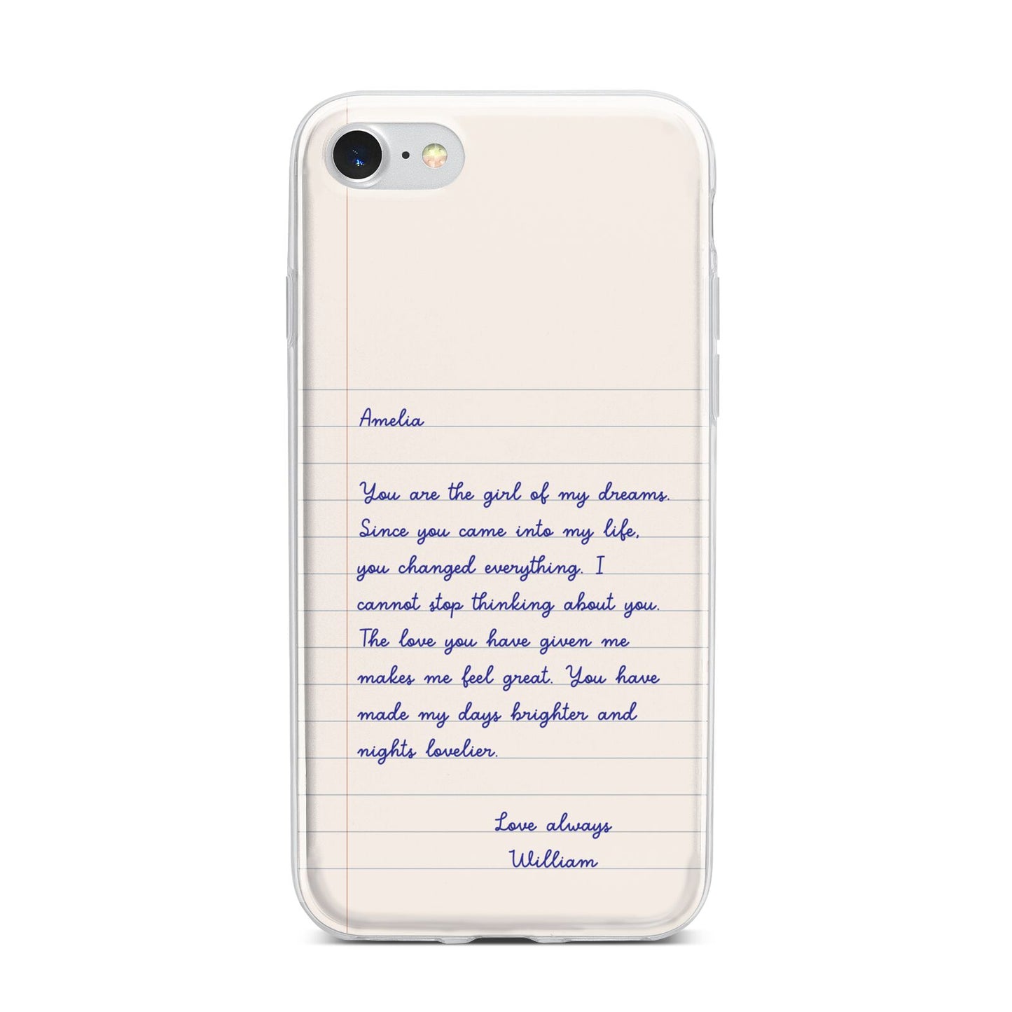 Personalised Love Letter iPhone 7 Bumper Case on Silver iPhone