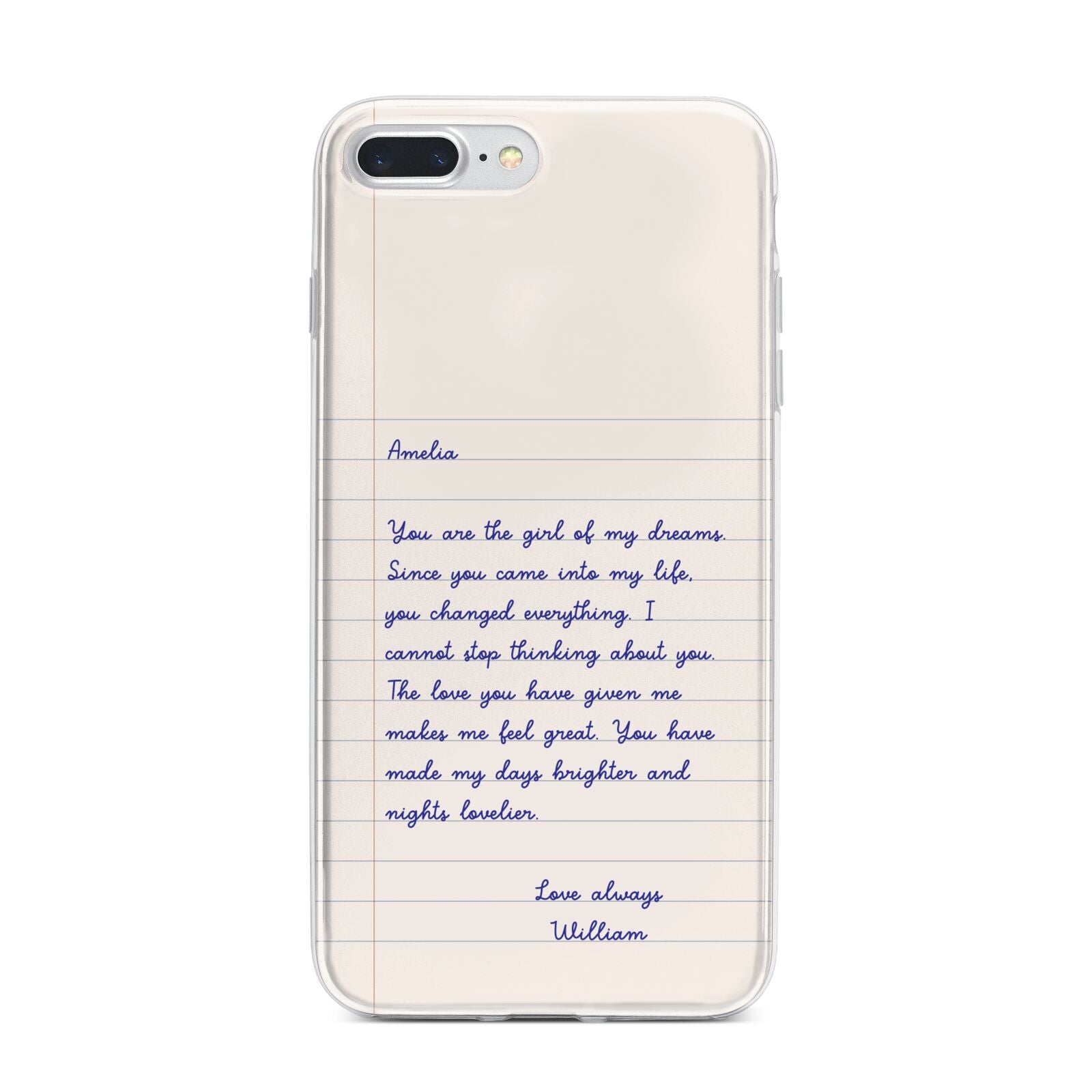 Personalised Love Letter iPhone 7 Plus Bumper Case on Silver iPhone