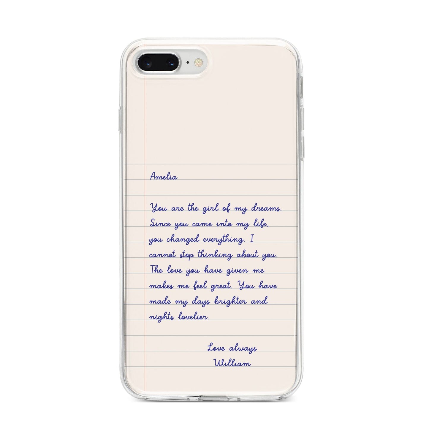 Personalised Love Letter iPhone 8 Plus Bumper Case on Silver iPhone