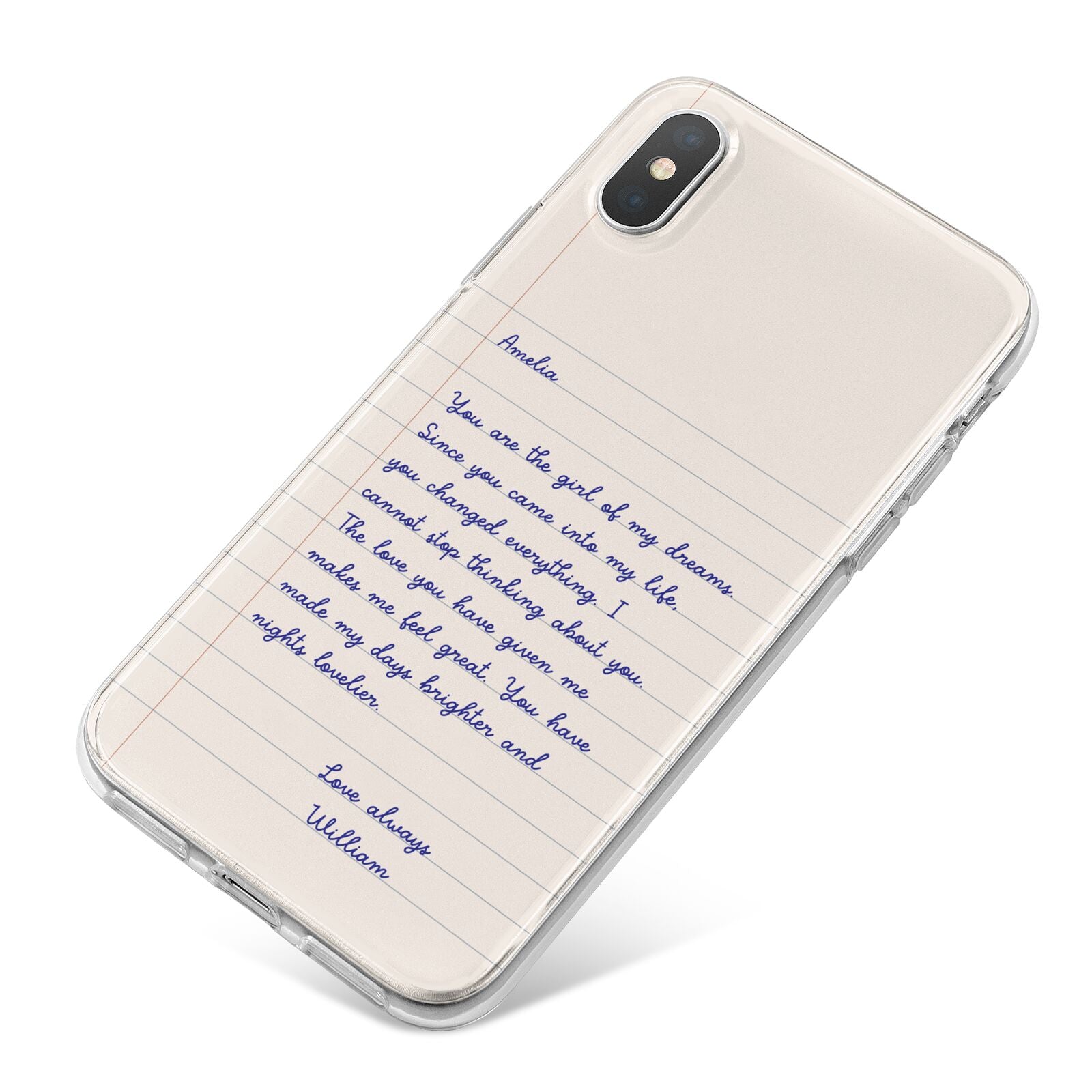 Personalised Love Letter iPhone X Bumper Case on Silver iPhone