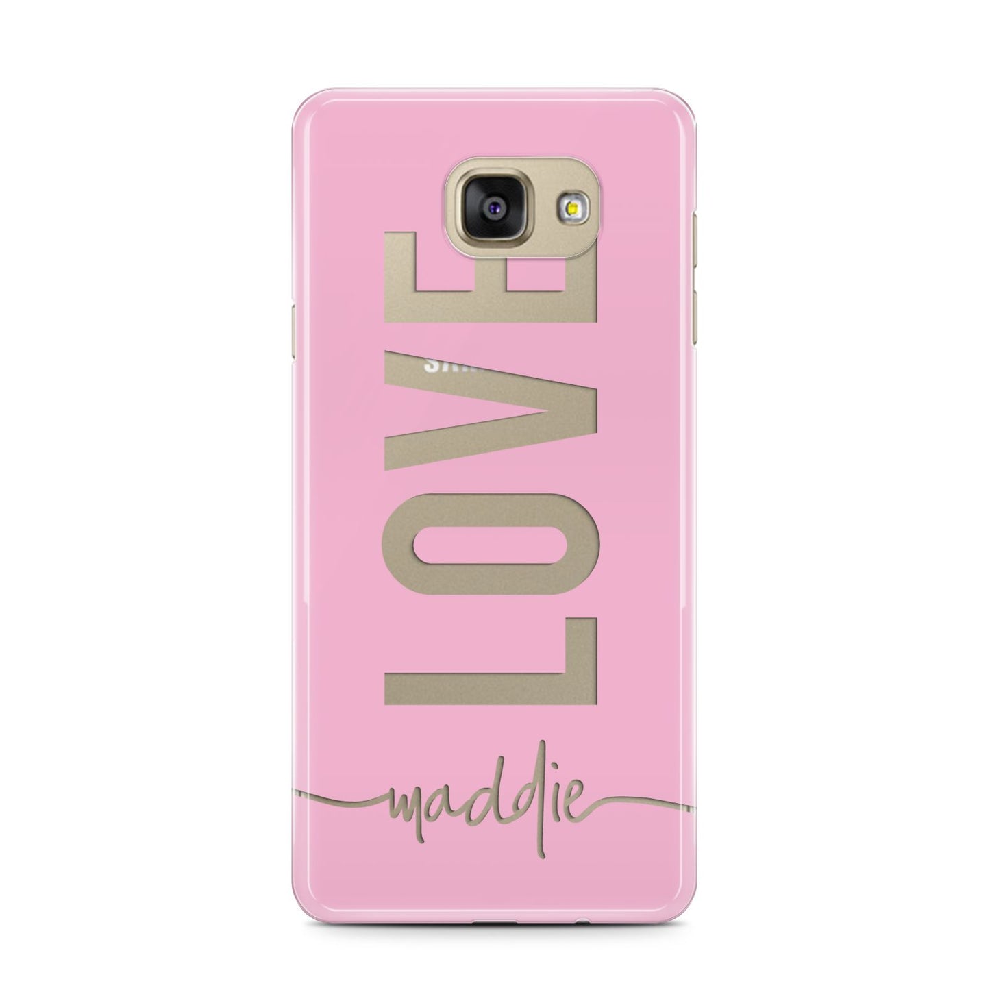 Personalised Love See Through Name Samsung Galaxy A7 2016 Case on gold phone