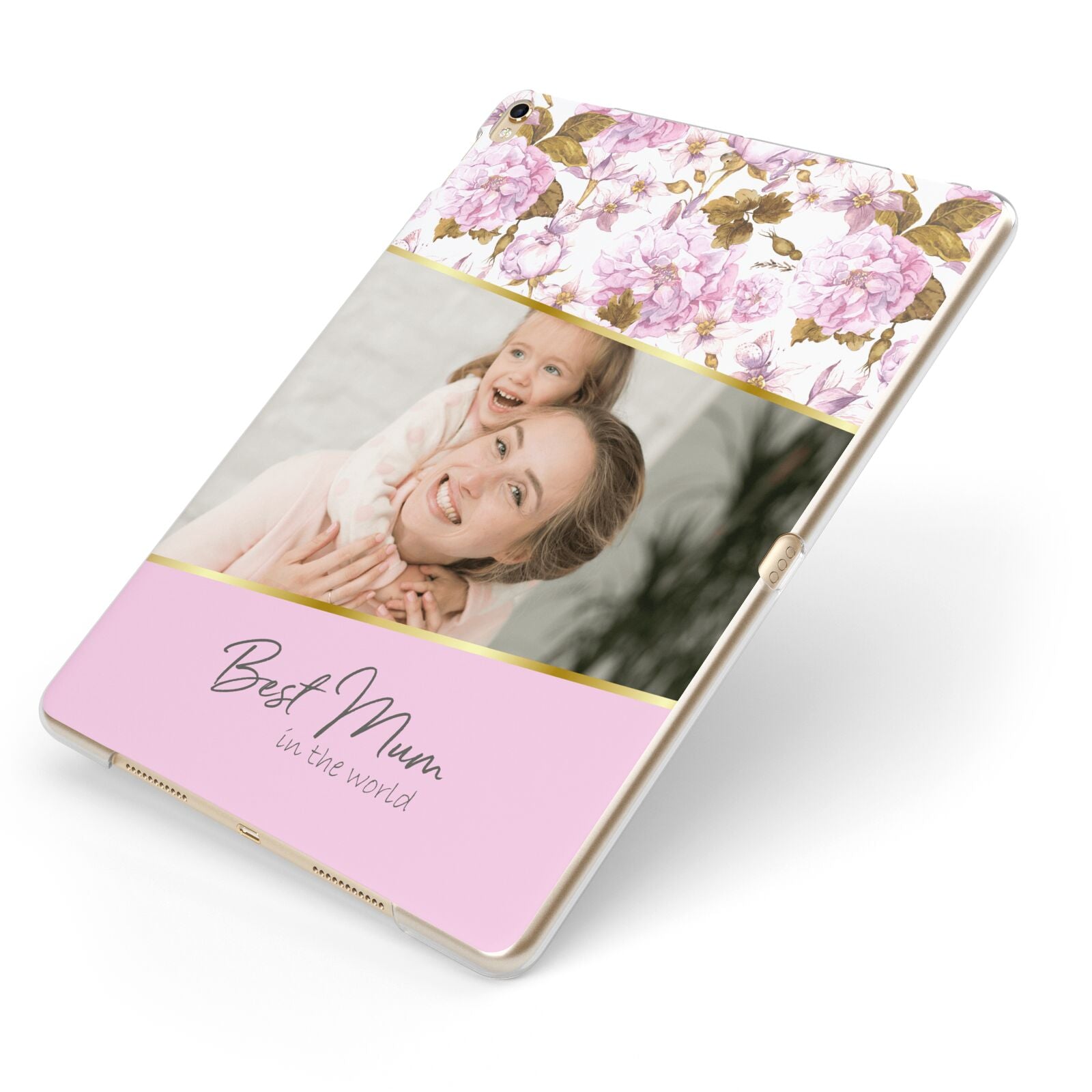 Personalised Love You Mum Apple iPad Case on Gold iPad Side View