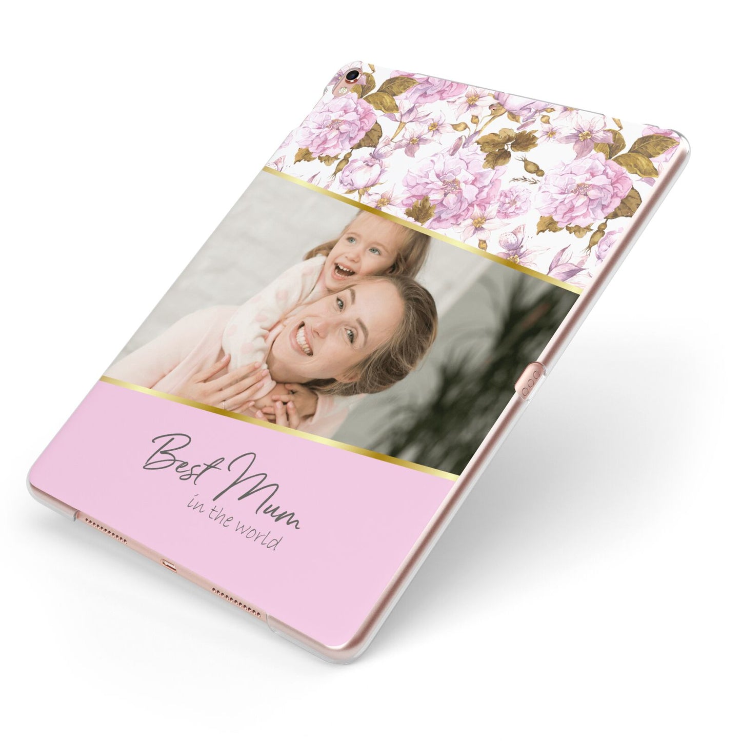 Personalised Love You Mum Apple iPad Case on Rose Gold iPad Side View