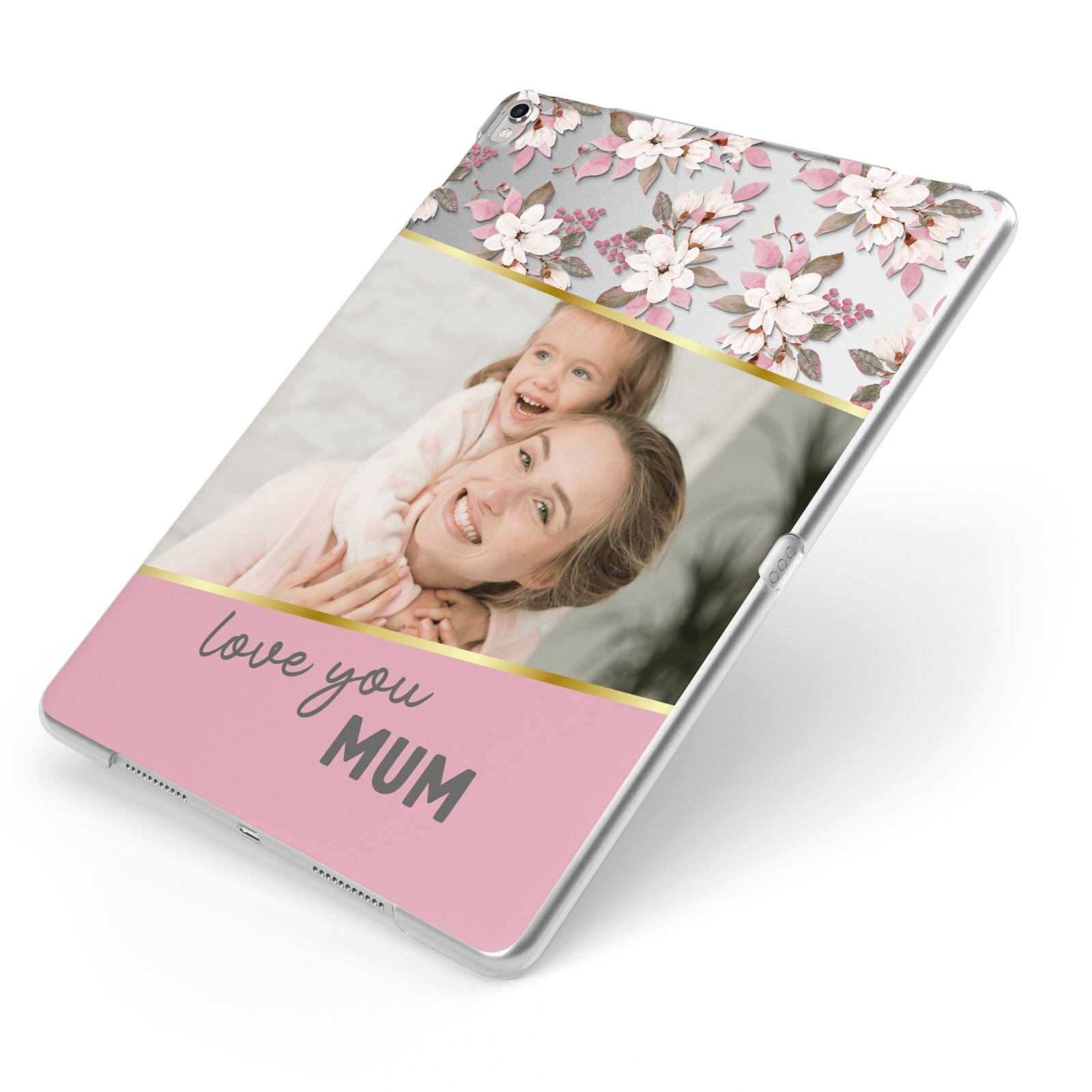 Personalised Love You Mum Apple iPad Case on Silver iPad Side View