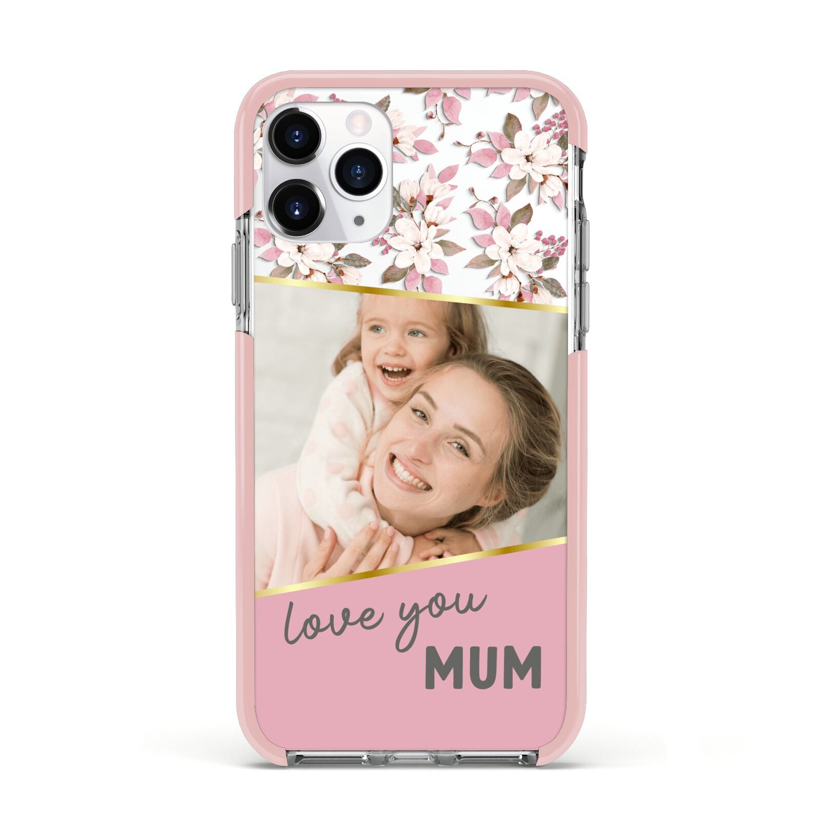 Personalised Love You Mum Apple iPhone 11 Pro in Silver with Pink Impact Case