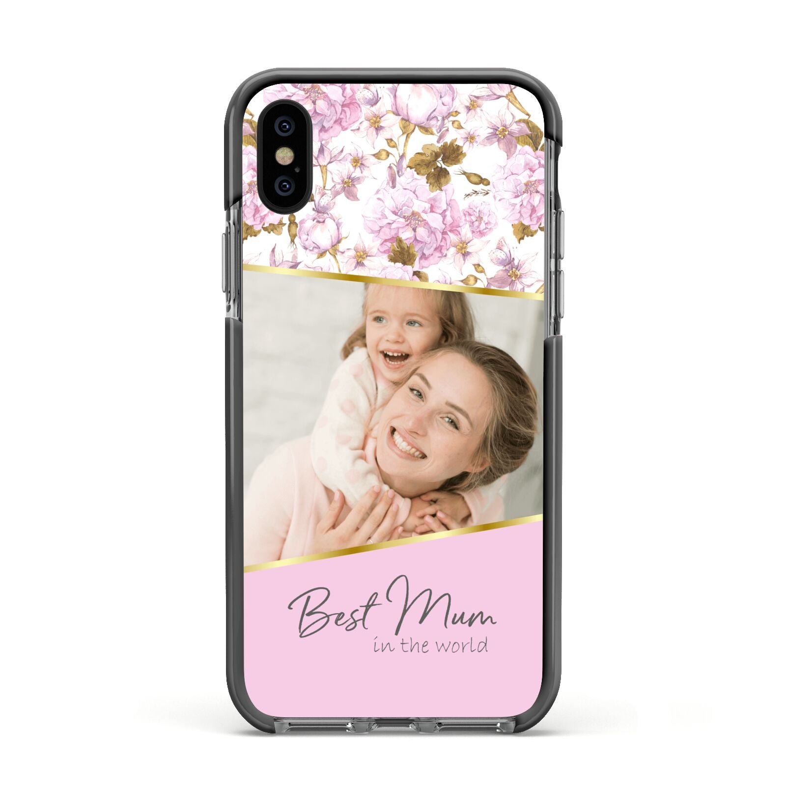 Personalised Love You Mum Apple iPhone Xs Impact Case Black Edge on Black Phone