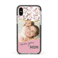 Personalised Love You Mum Apple iPhone Xs Impact Case Black Edge on Silver Phone