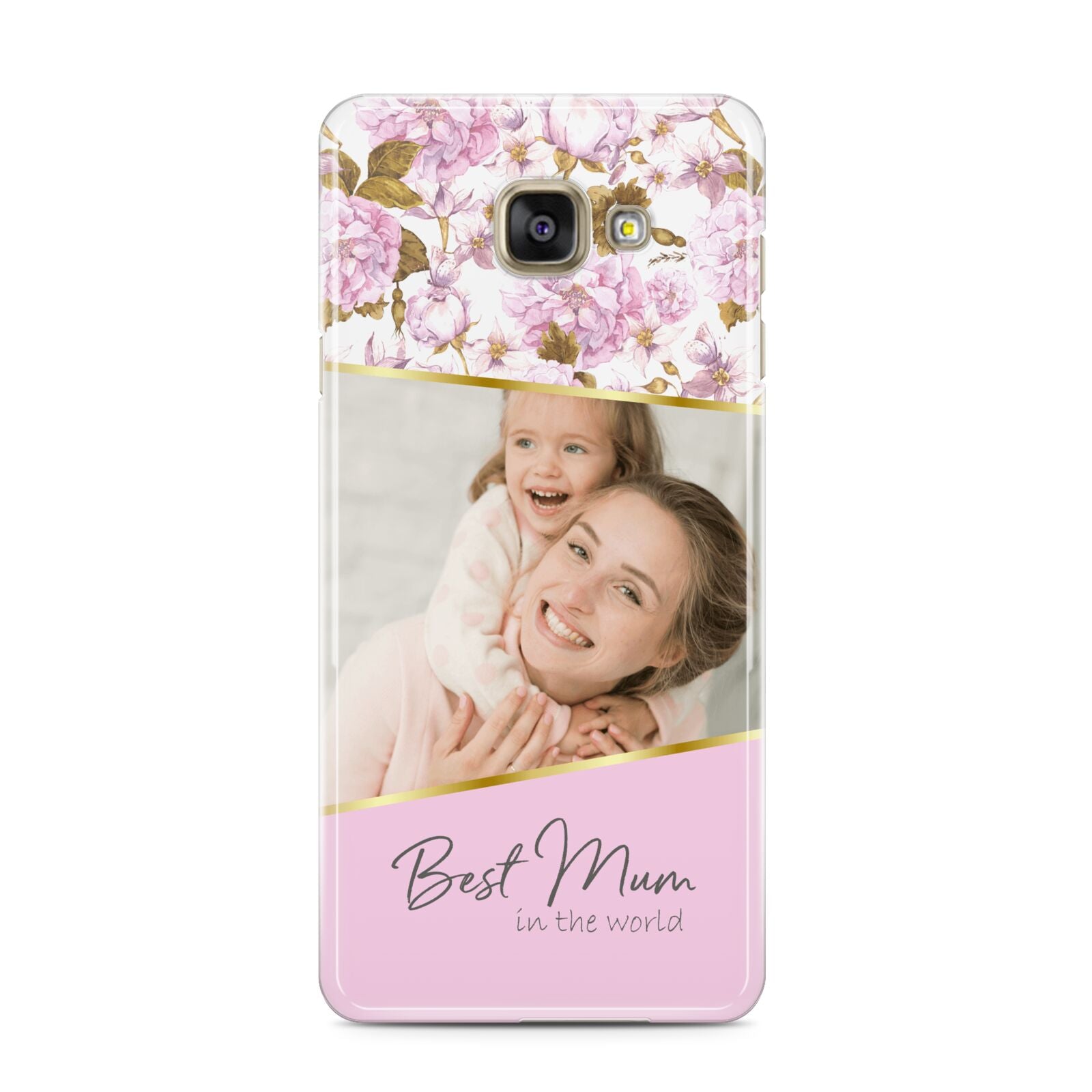 Personalised Love You Mum Samsung Galaxy A3 2016 Case on gold phone