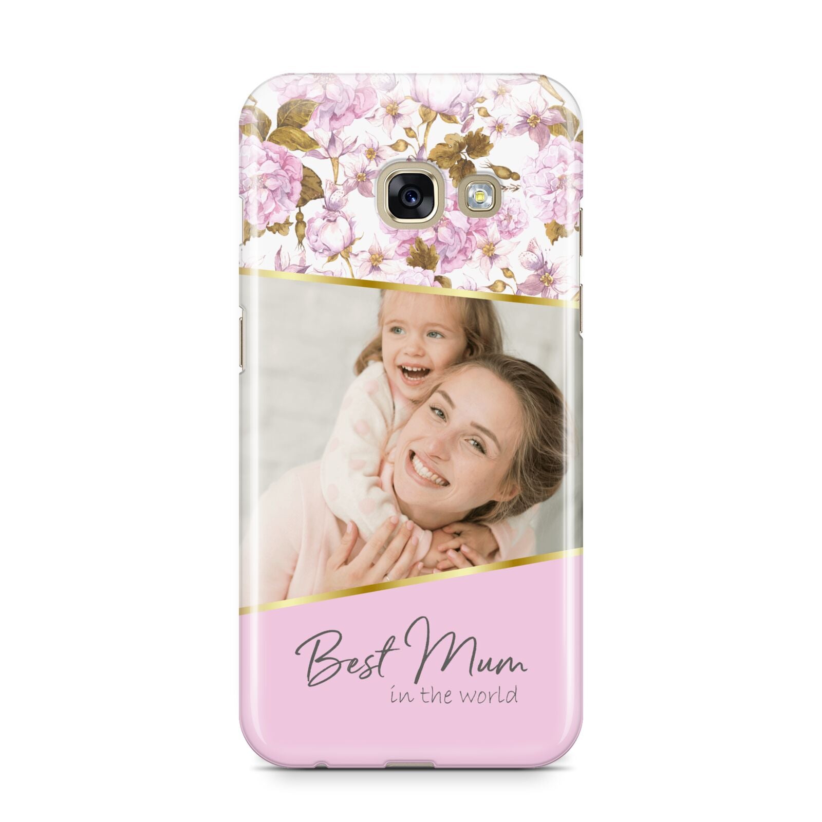 Personalised Love You Mum Samsung Galaxy A3 2017 Case on gold phone