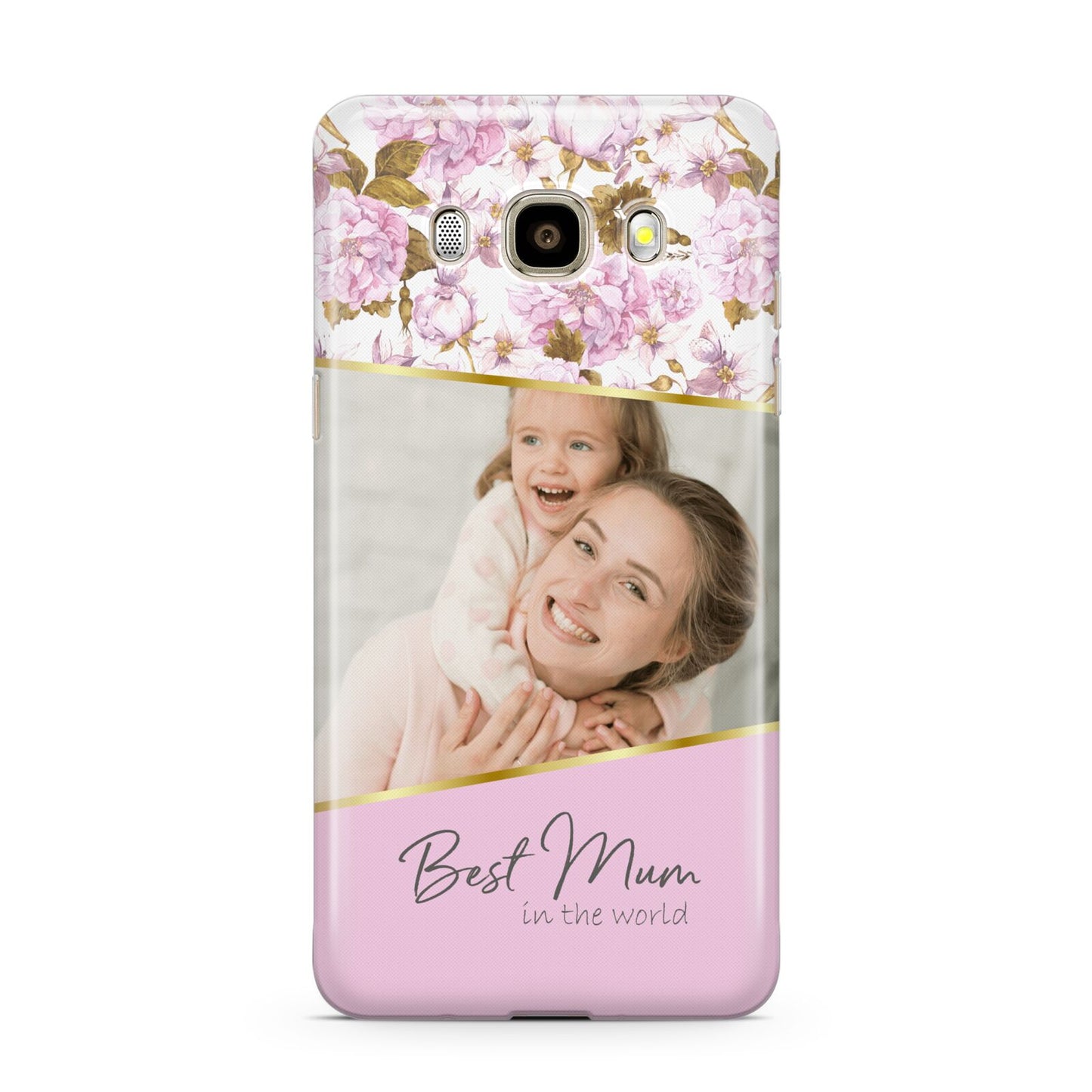 Personalised Love You Mum Samsung Galaxy J7 2016 Case on gold phone