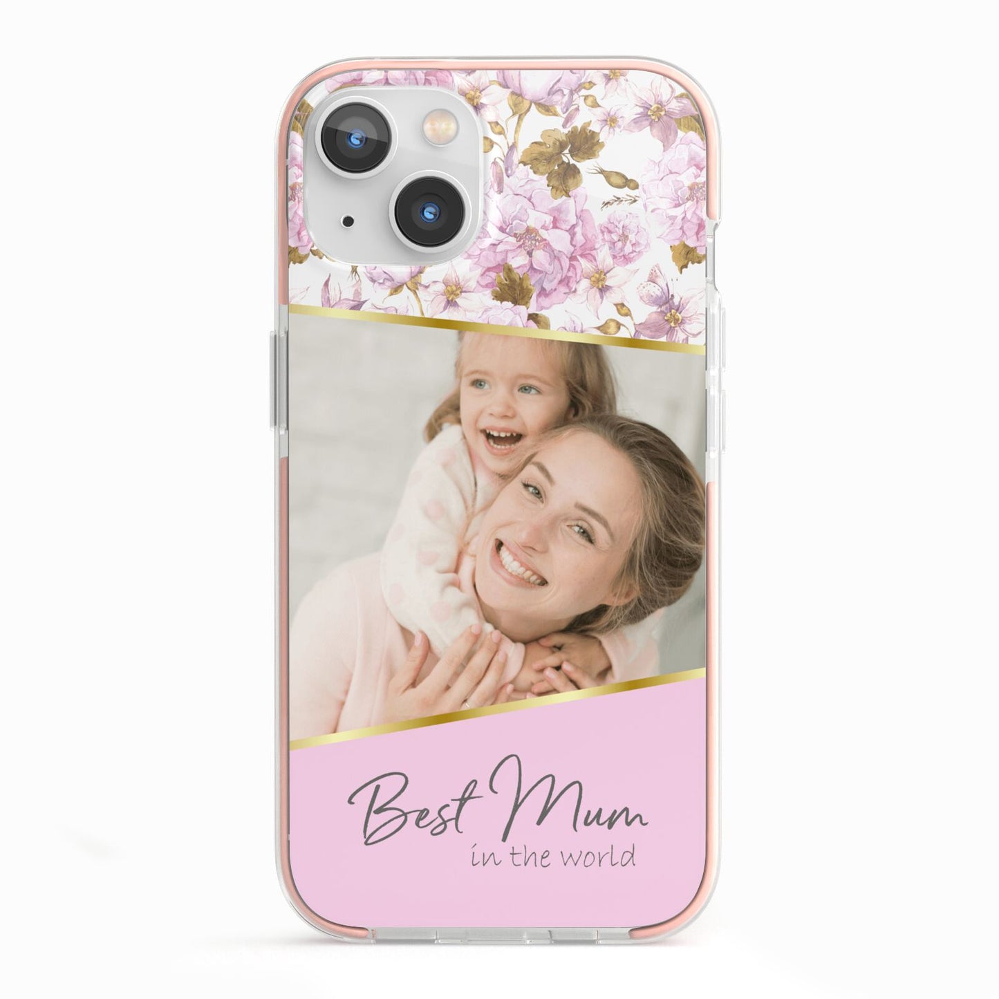 Personalised Love You Mum iPhone 13 TPU Impact Case with Pink Edges