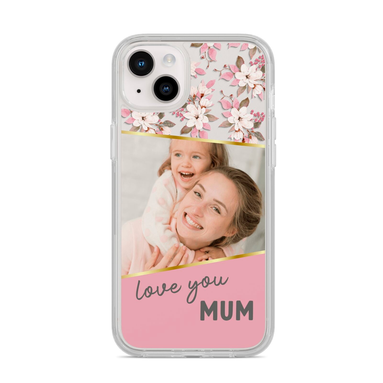 Personalised Love You Mum iPhone 14 Plus Clear Tough Case Starlight