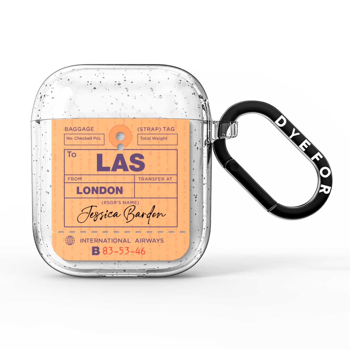 Personalised Luggage Tag AirPods Glitter Case