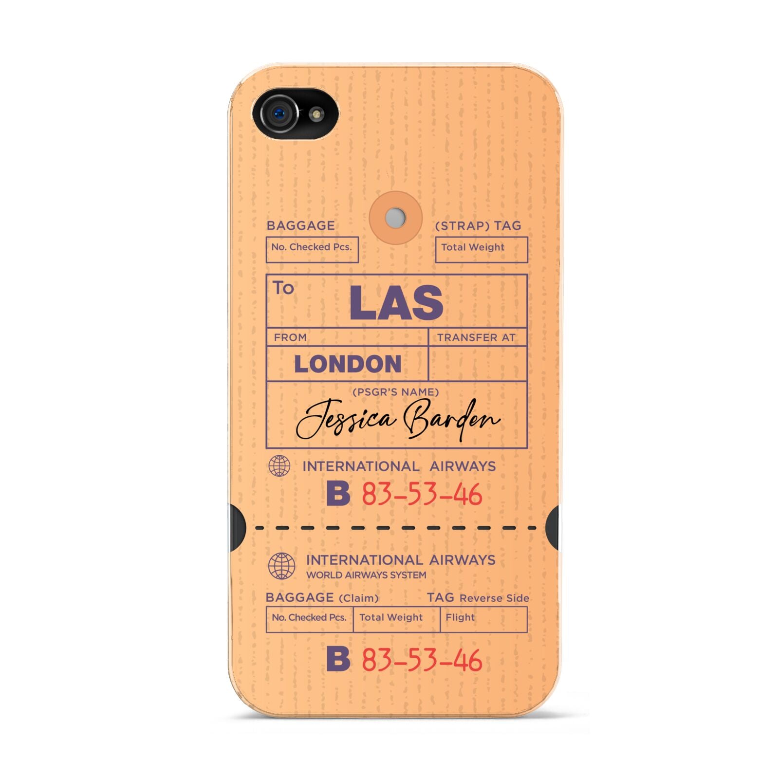 Personalised Luggage Tag Apple iPhone 4s Case