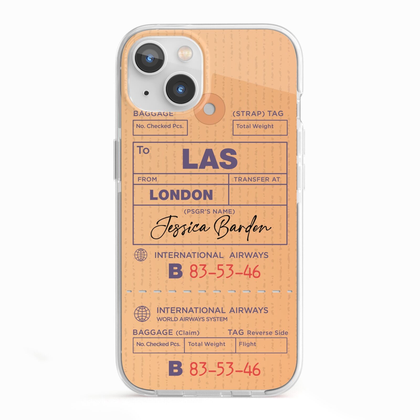 Personalised Luggage Tag iPhone 13 TPU Impact Case with White Edges