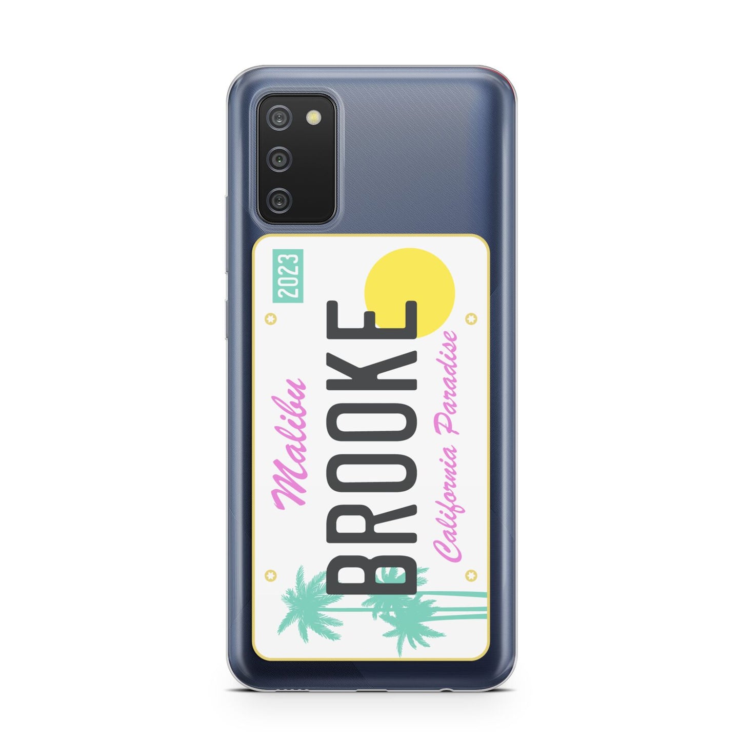 Personalised Malibu License Plate Samsung A02s Case