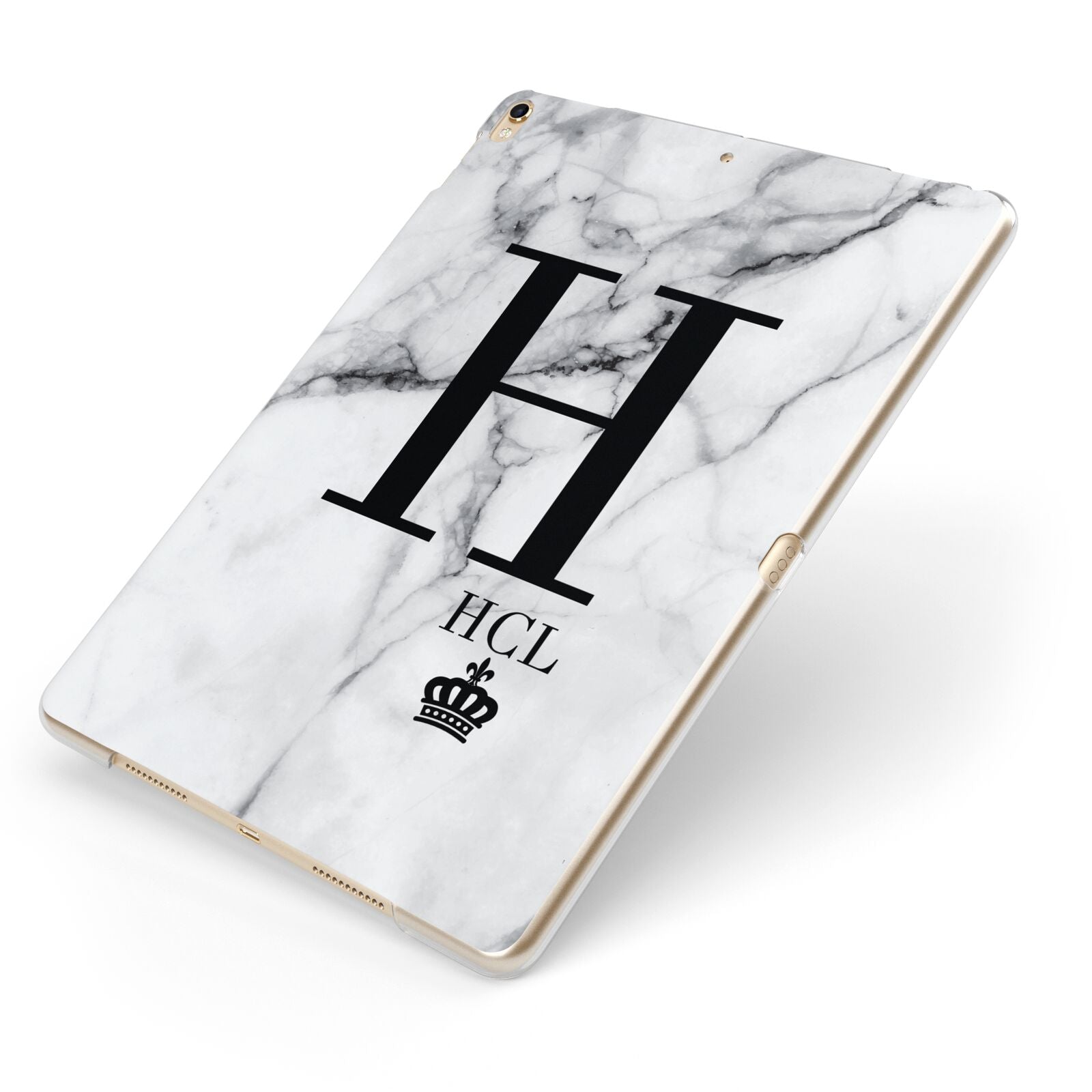 Personalised Marble Big Small Initials Apple iPad Case on Gold iPad Side View