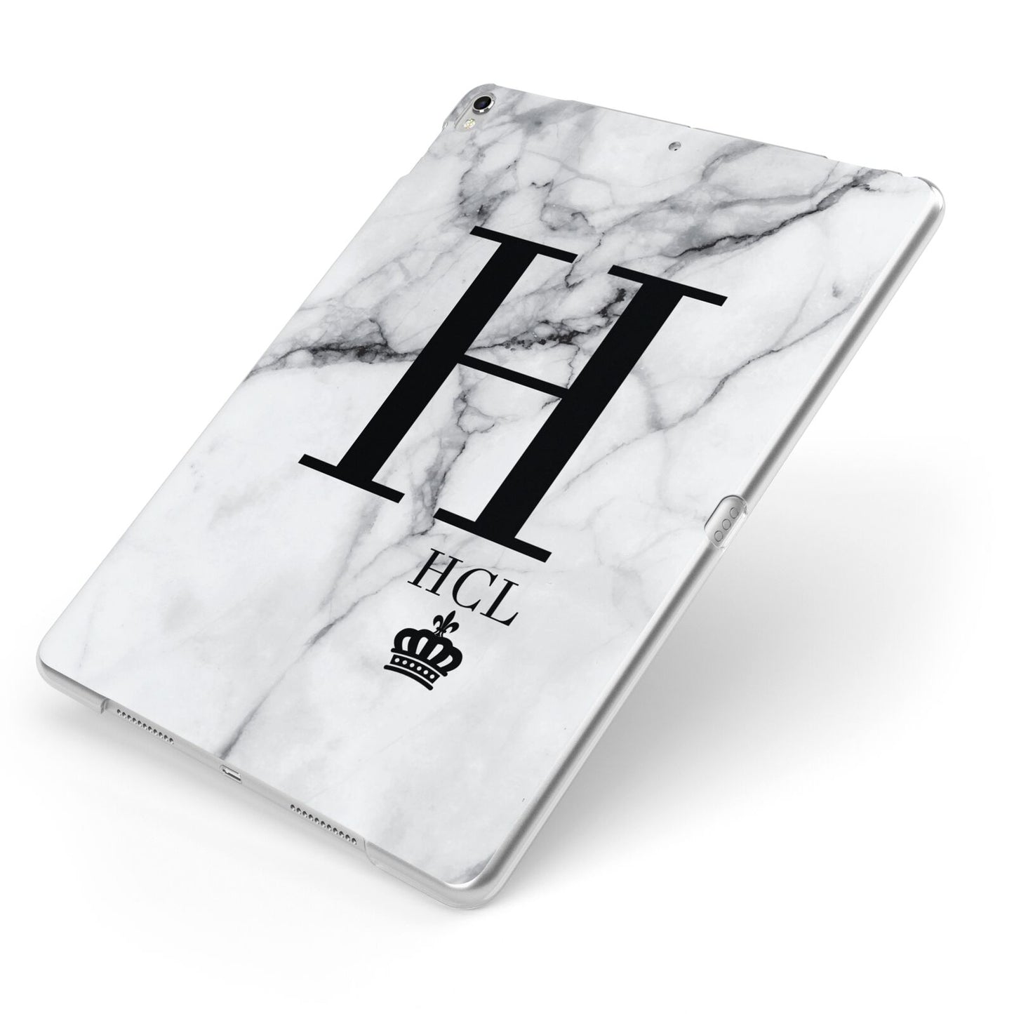 Personalised Marble Big Small Initials Apple iPad Case on Silver iPad Side View