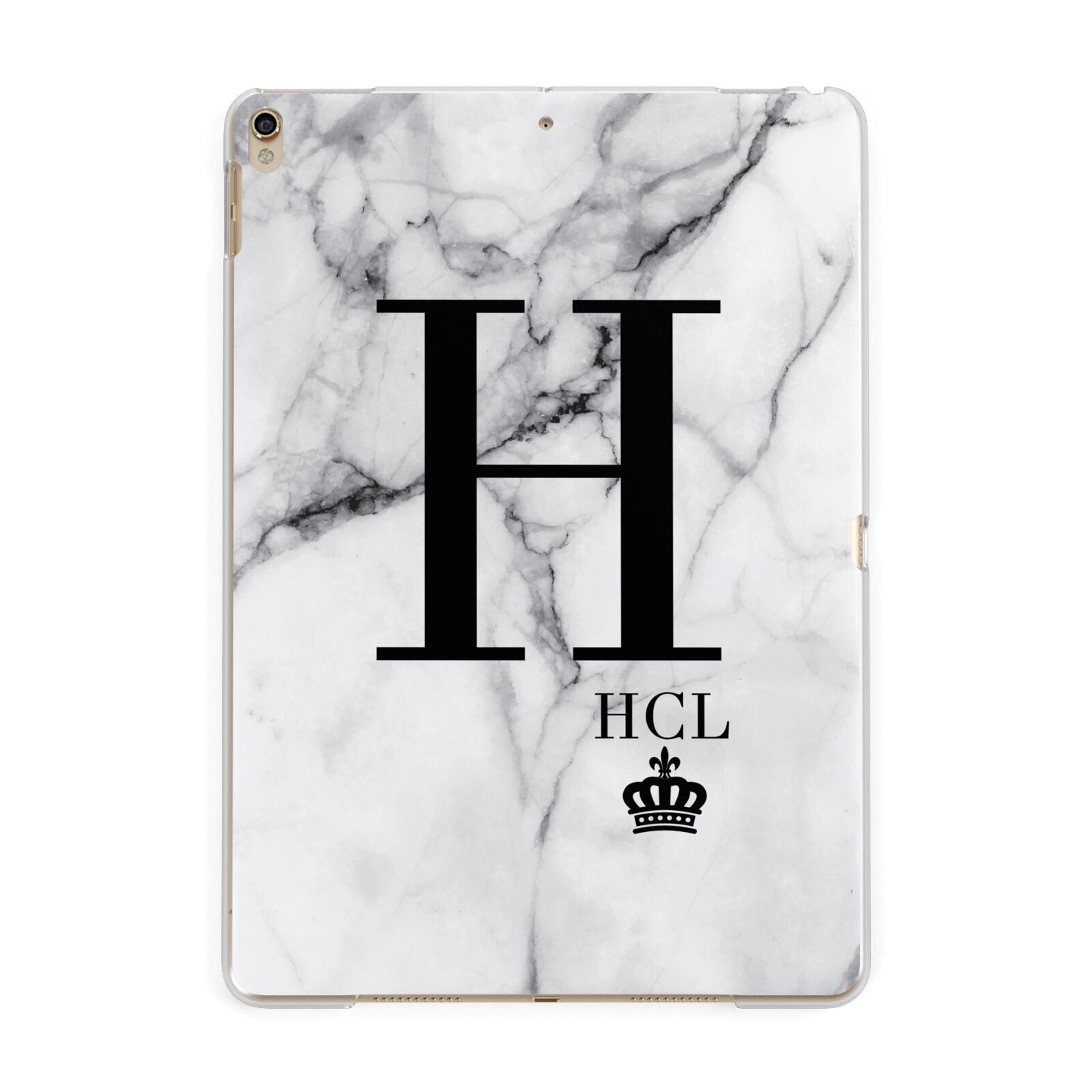 Personalised Marble Big Small Initials Apple iPad Gold Case