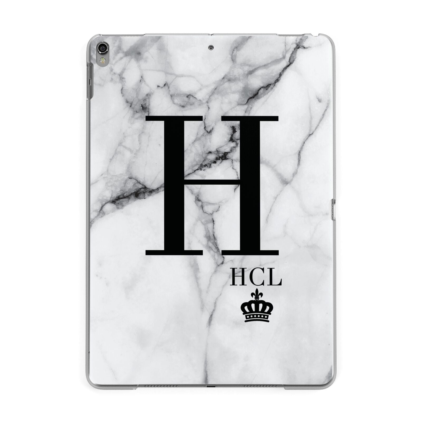 Personalised Marble Big Small Initials Apple iPad Grey Case