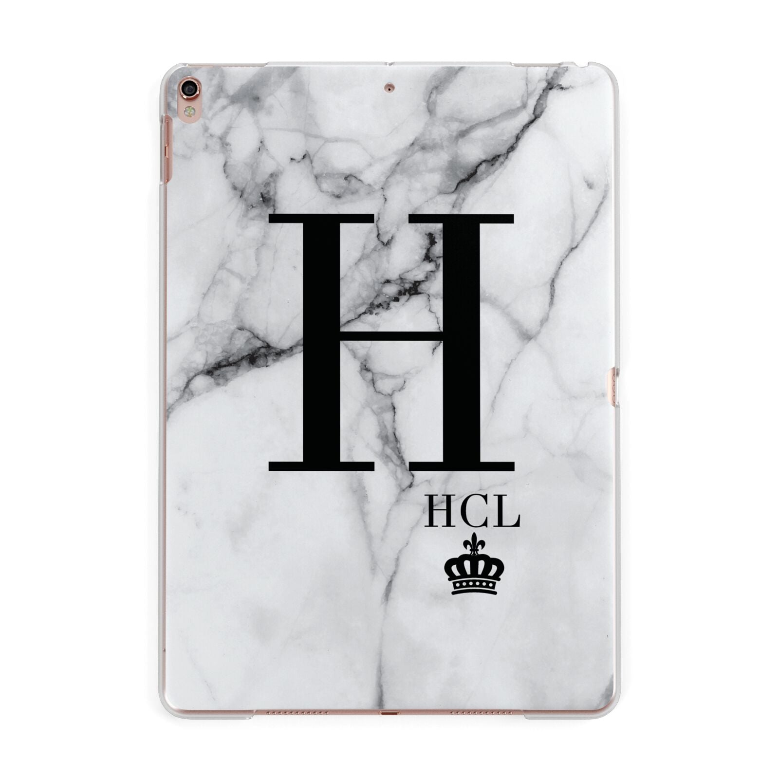 Personalised Marble Big Small Initials Apple iPad Rose Gold Case