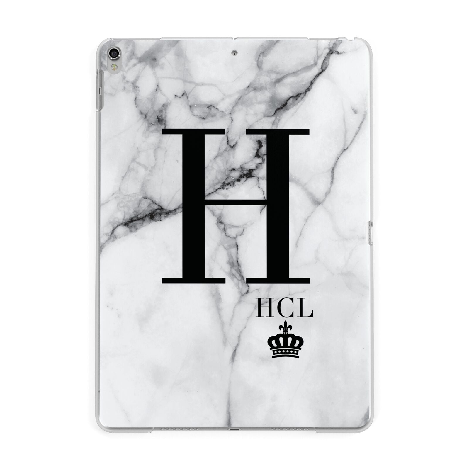 Personalised Marble Big Small Initials Apple iPad Silver Case