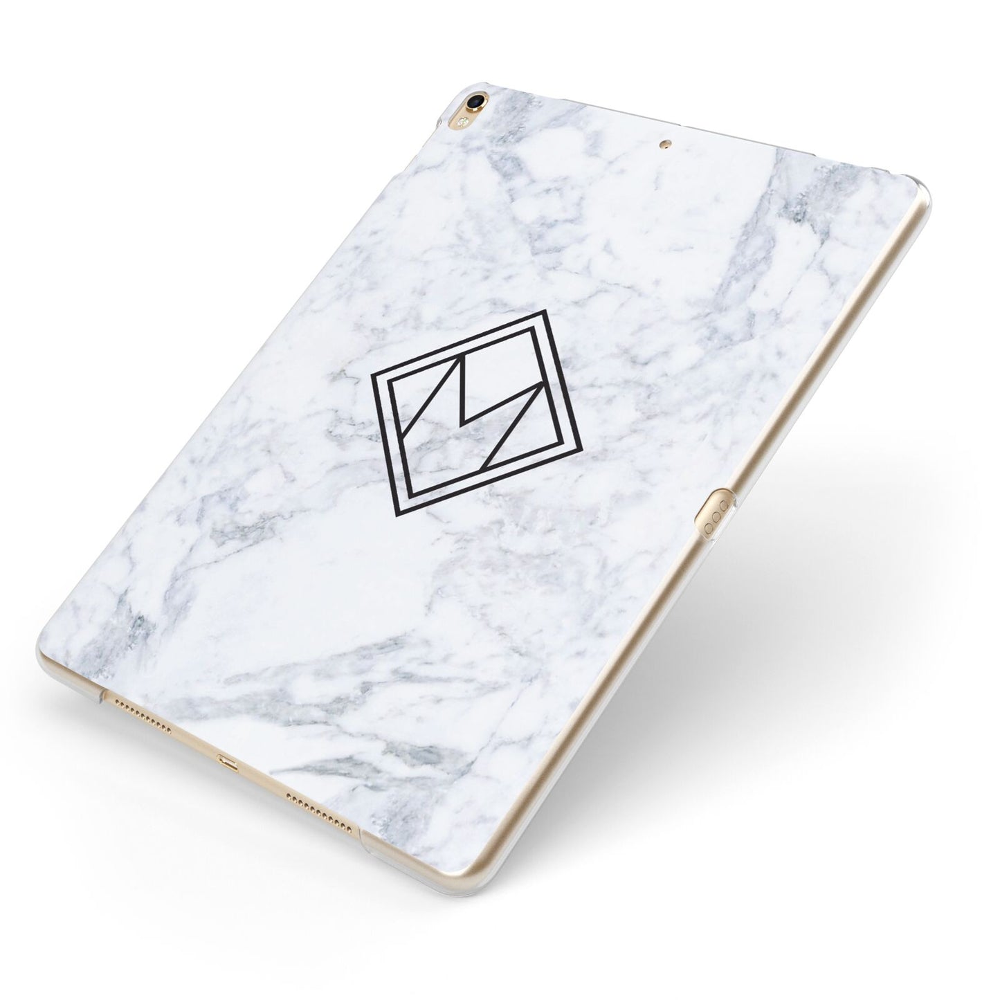 Personalised Marble Customised Initials Apple iPad Case on Gold iPad Side View