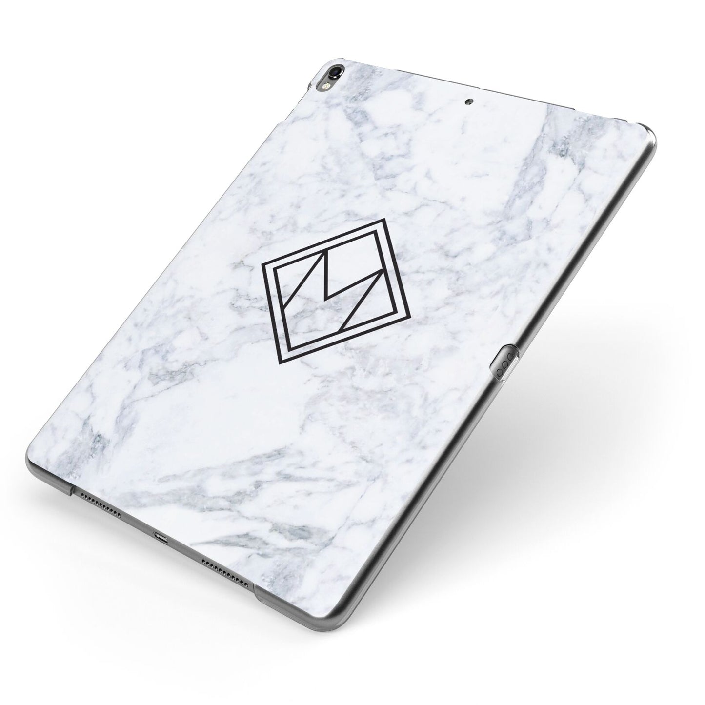 Personalised Marble Customised Initials Apple iPad Case on Grey iPad Side View