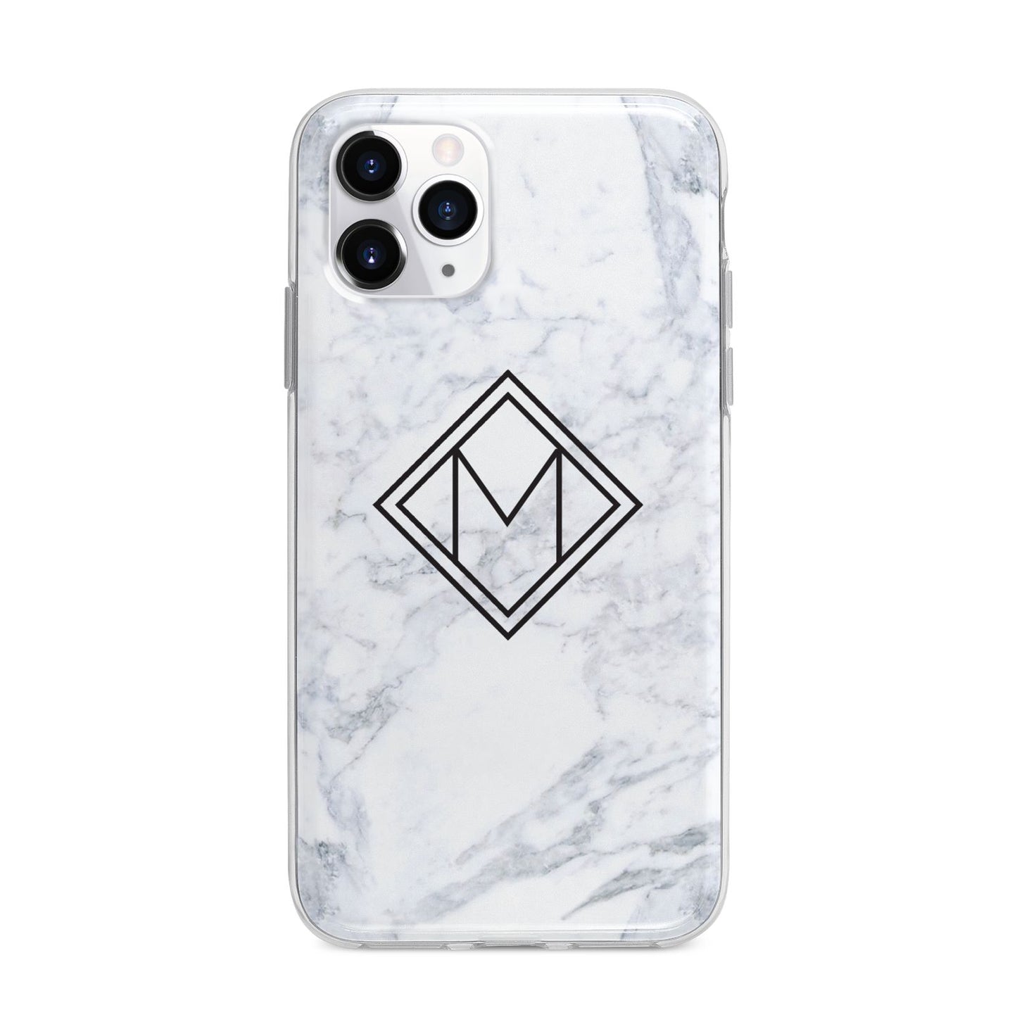 Personalised Marble Customised Initials Apple iPhone 11 Pro Max in Silver with Bumper Case