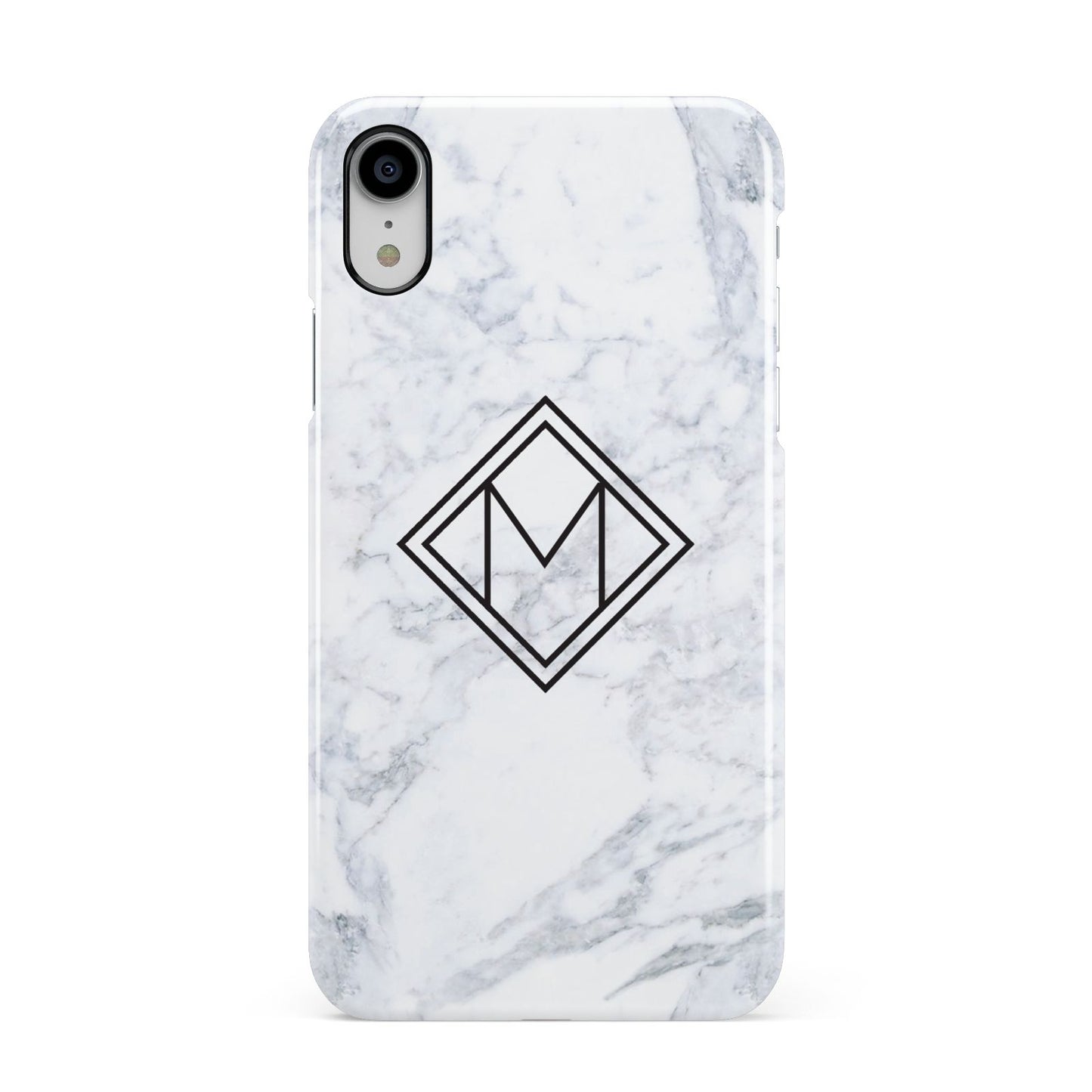 Personalised Marble Customised Initials Apple iPhone XR White 3D Snap Case