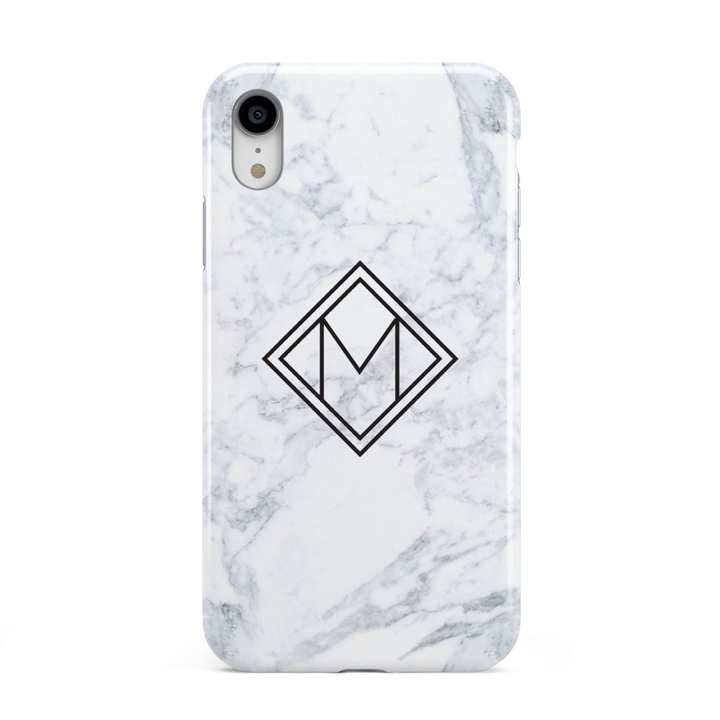 Personalised Marble Customised Initials Apple iPhone XR White 3D Tough Case